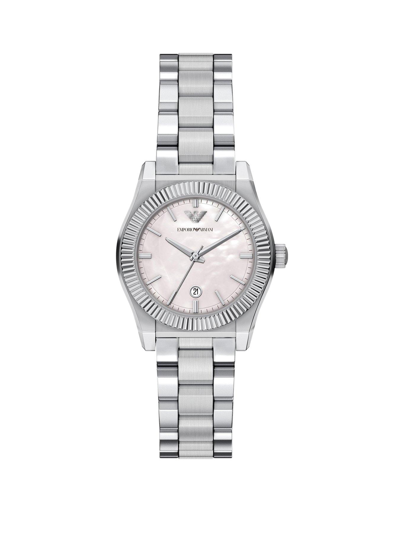 Emporio Armani Three-Hand Date Stainless Steel Watch
