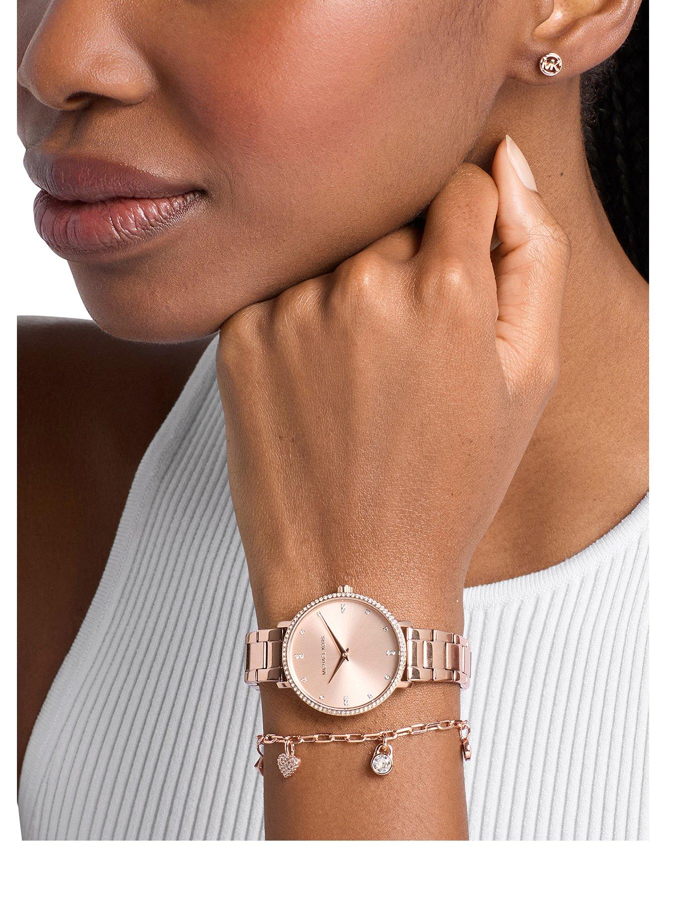 Michael Kors Michael Kors Women's Pyper Two-Hand Rose Gold-Tone Stainless Steel Watch, MK7645SET