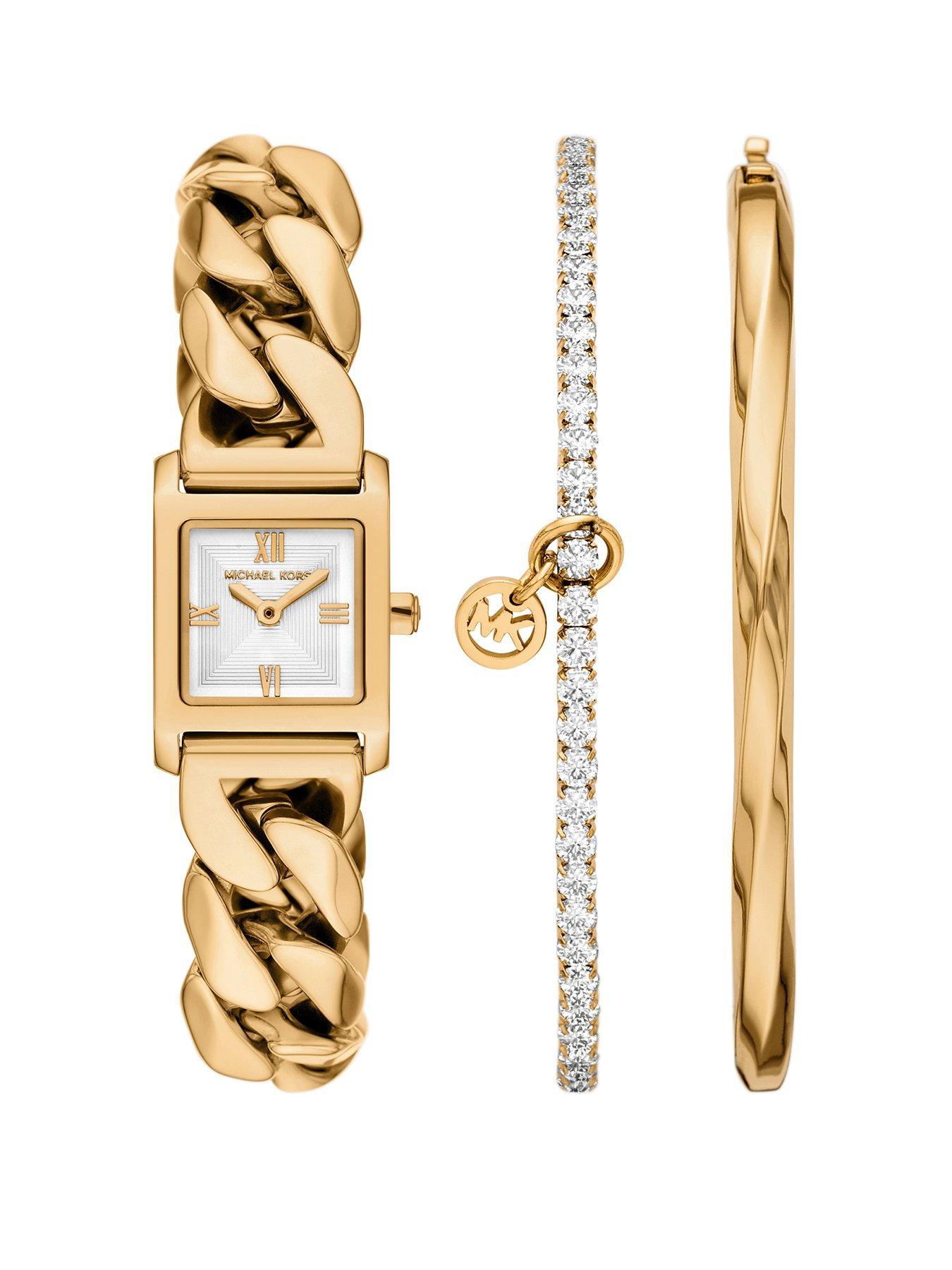 Michael Kors Michael Kors Women's Georgie Two-Hand Gold-Tone Stainless Steel Watch and Bracelet Set, MK7655SET