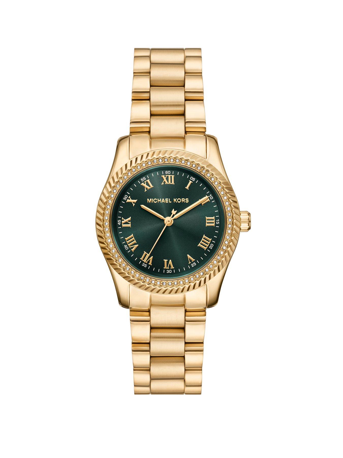 Michael Kors Michael Kors Women's Lexington Three-Hand Gold-Tone Stainless Steel Watch, MK7622