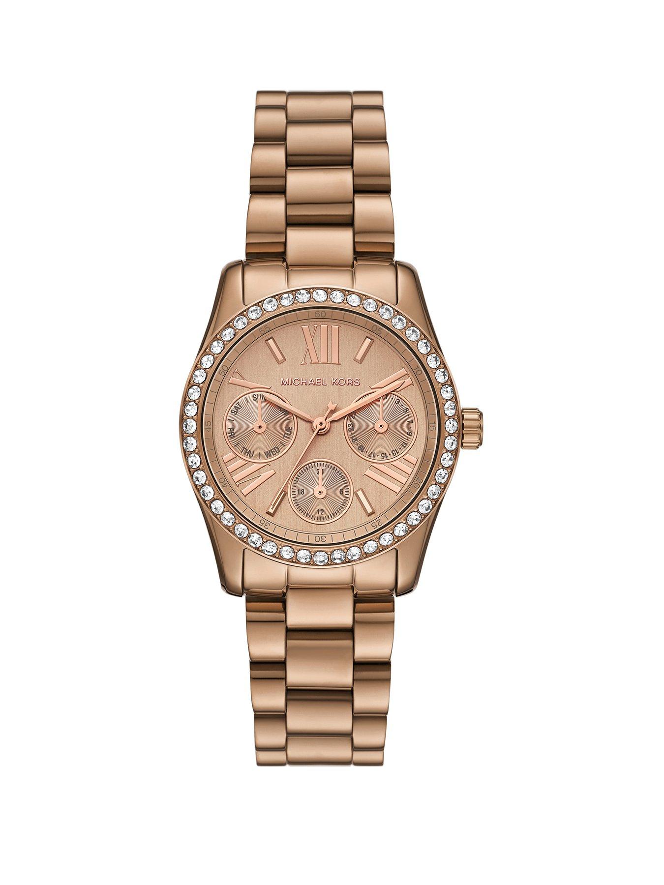 Image 1 of 6 of Michael Kors Lexington Multifunction Beige Gold-Tone Stainless Steel Watch