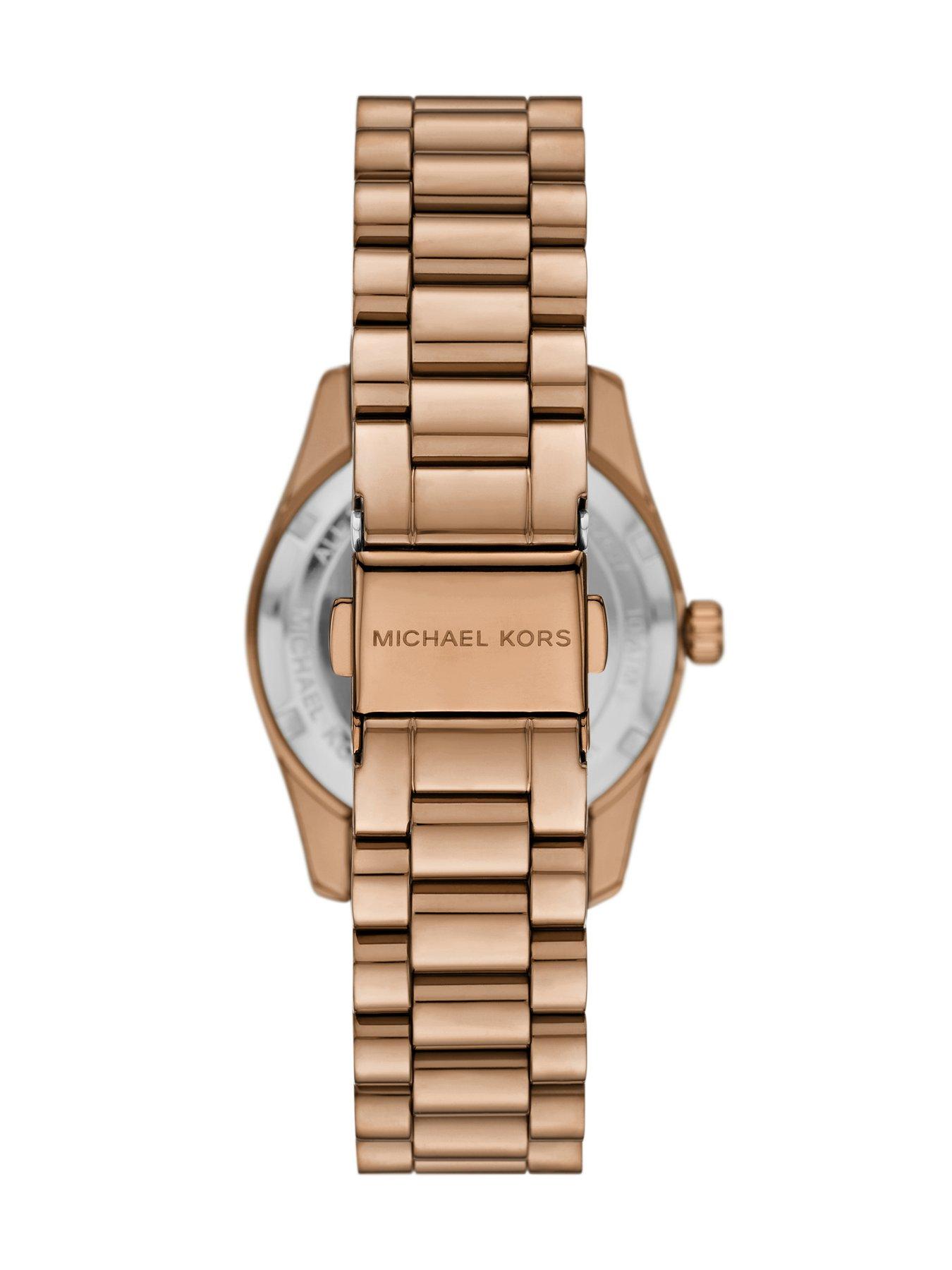 Image 2 of 6 of Michael Kors Lexington Multifunction Beige Gold-Tone Stainless Steel Watch