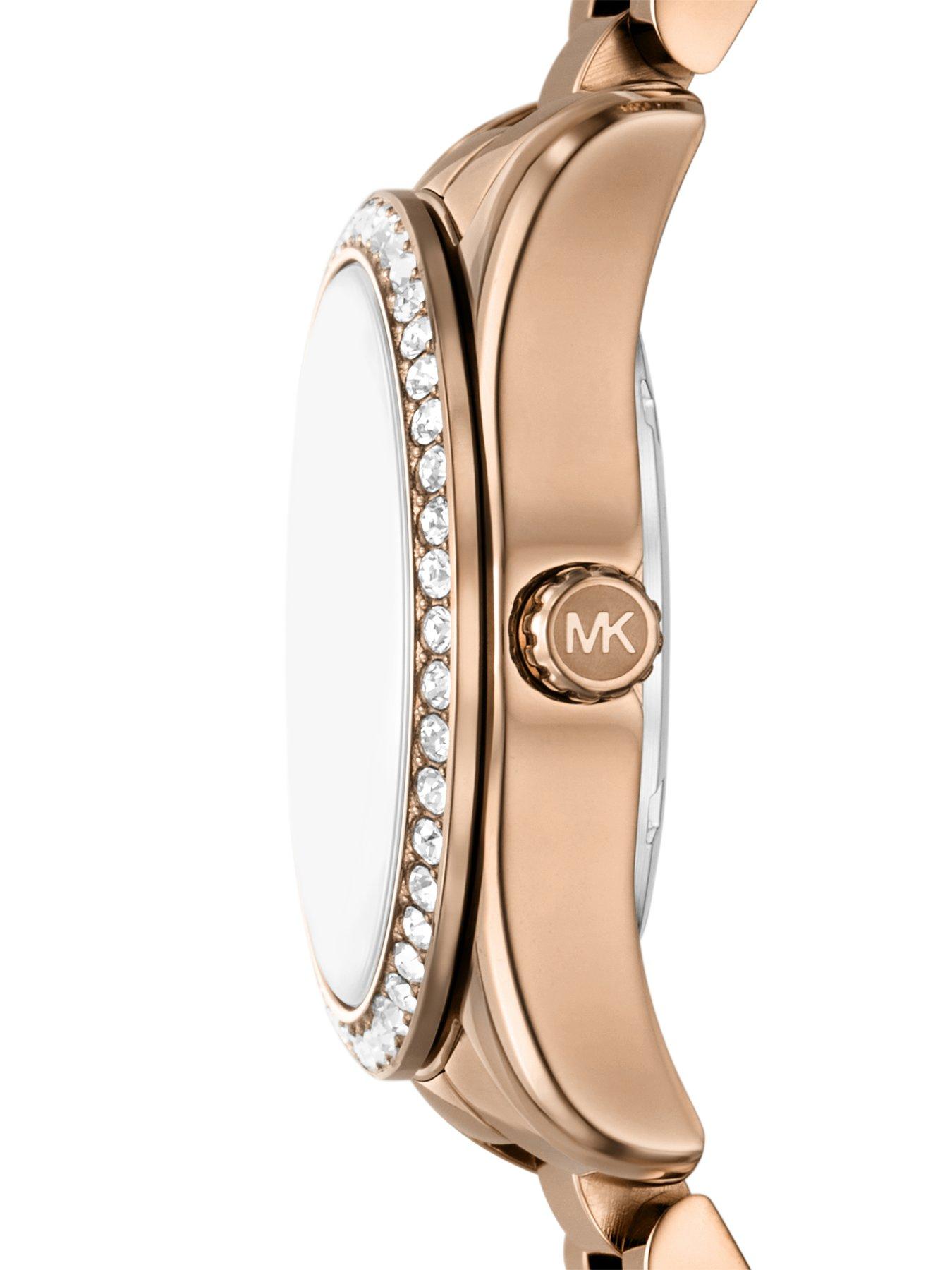Image 4 of 6 of Michael Kors Lexington Multifunction Beige Gold-Tone Stainless Steel Watch