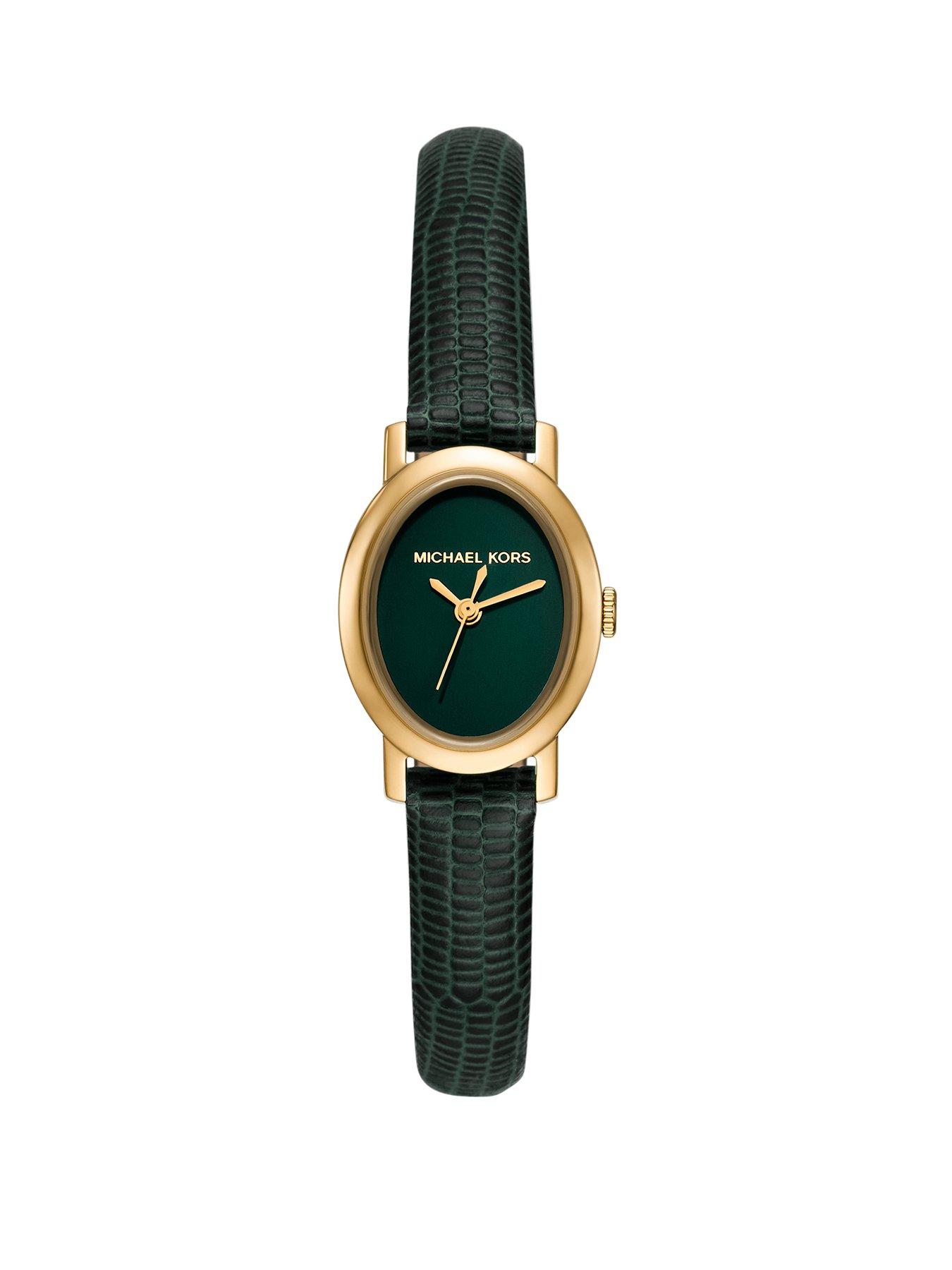 Michael Kors Michael Kors Women's Maude Three-Hand Green Leather Watch, MK7633