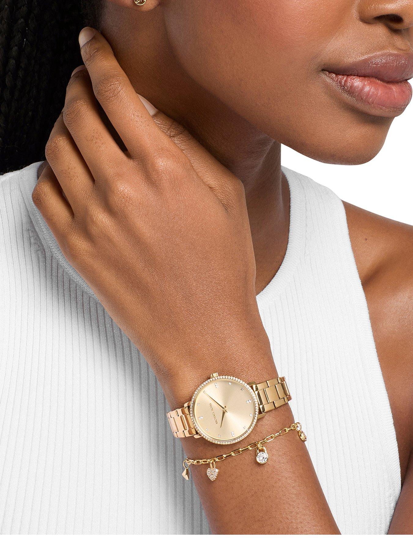 Michael Kors Michael Kors Women's Pyper Two-Hand Gold-Tone Stainless Steel Watch, MK7643SET