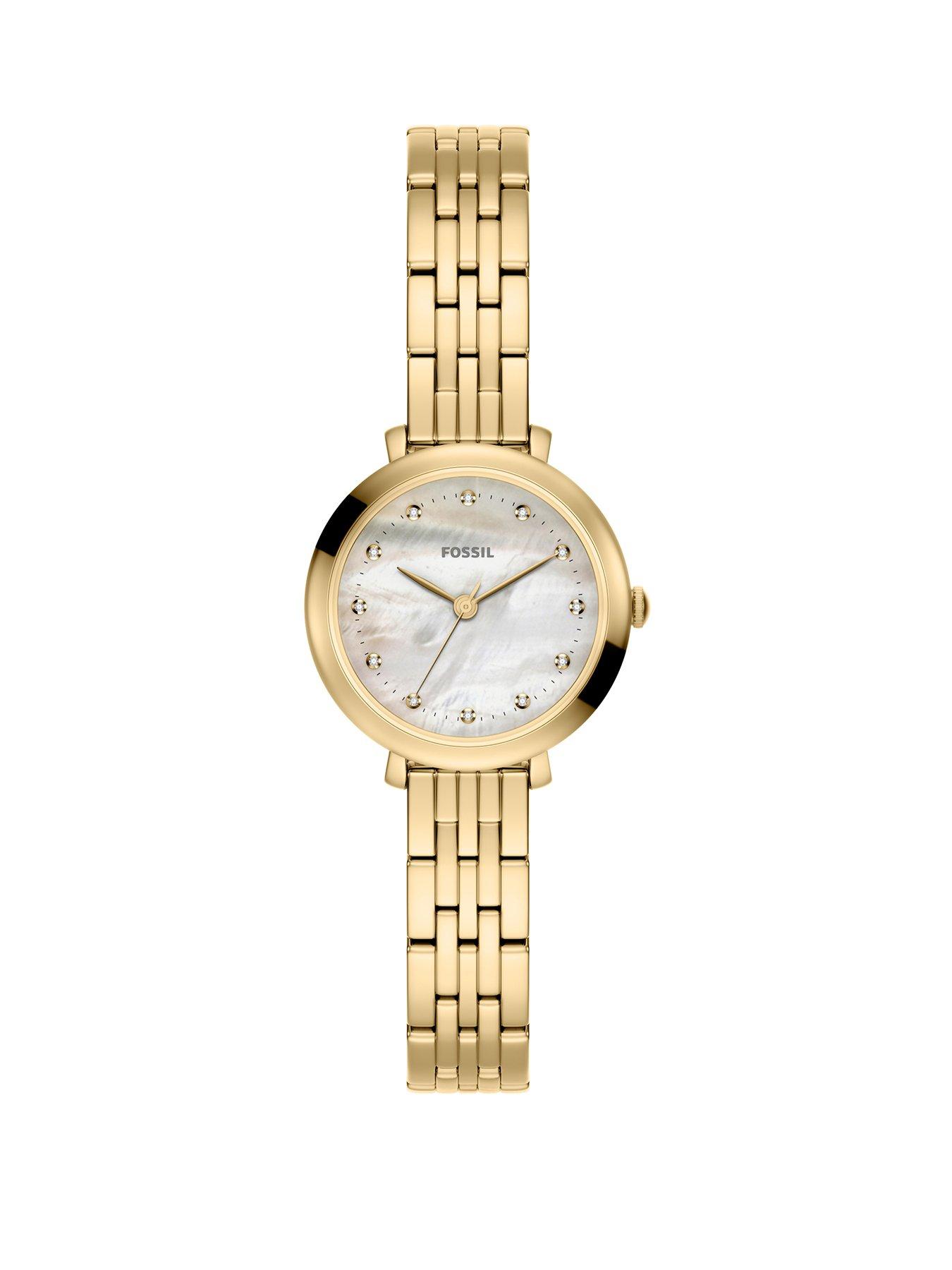 Fossil Fossil Women's Jacqueline Three-Hand Gold-Tone Stainless Steel Watch, ES5501