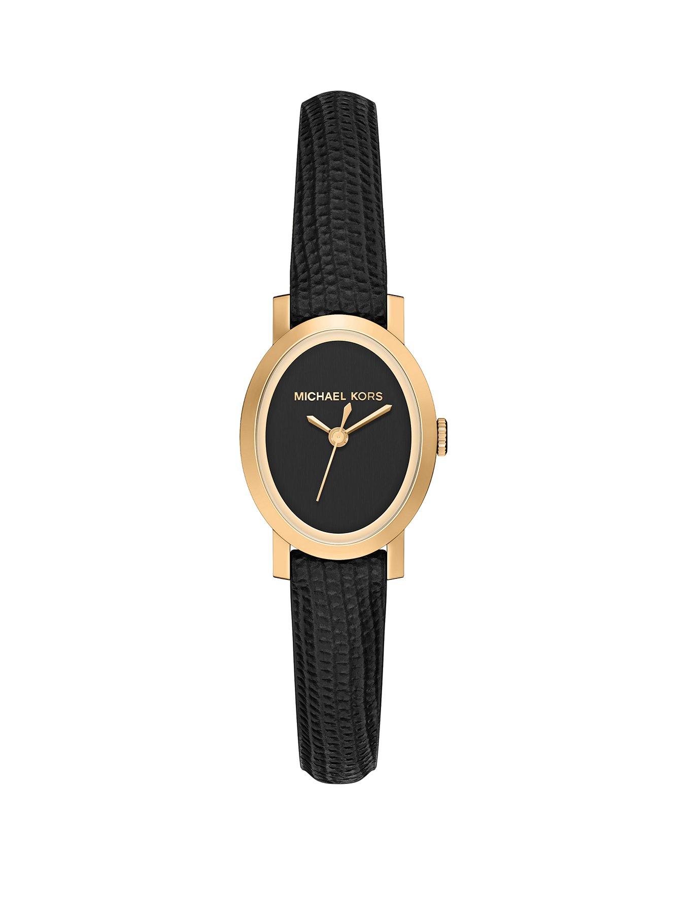Image 1 of 7 of Michael Kors Women's Maude Three-Hand Black Leather Watch, MK7585