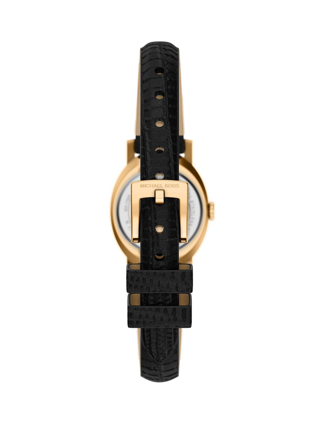 Image 2 of 7 of Michael Kors Women's Maude Three-Hand Black Leather Watch, MK7585