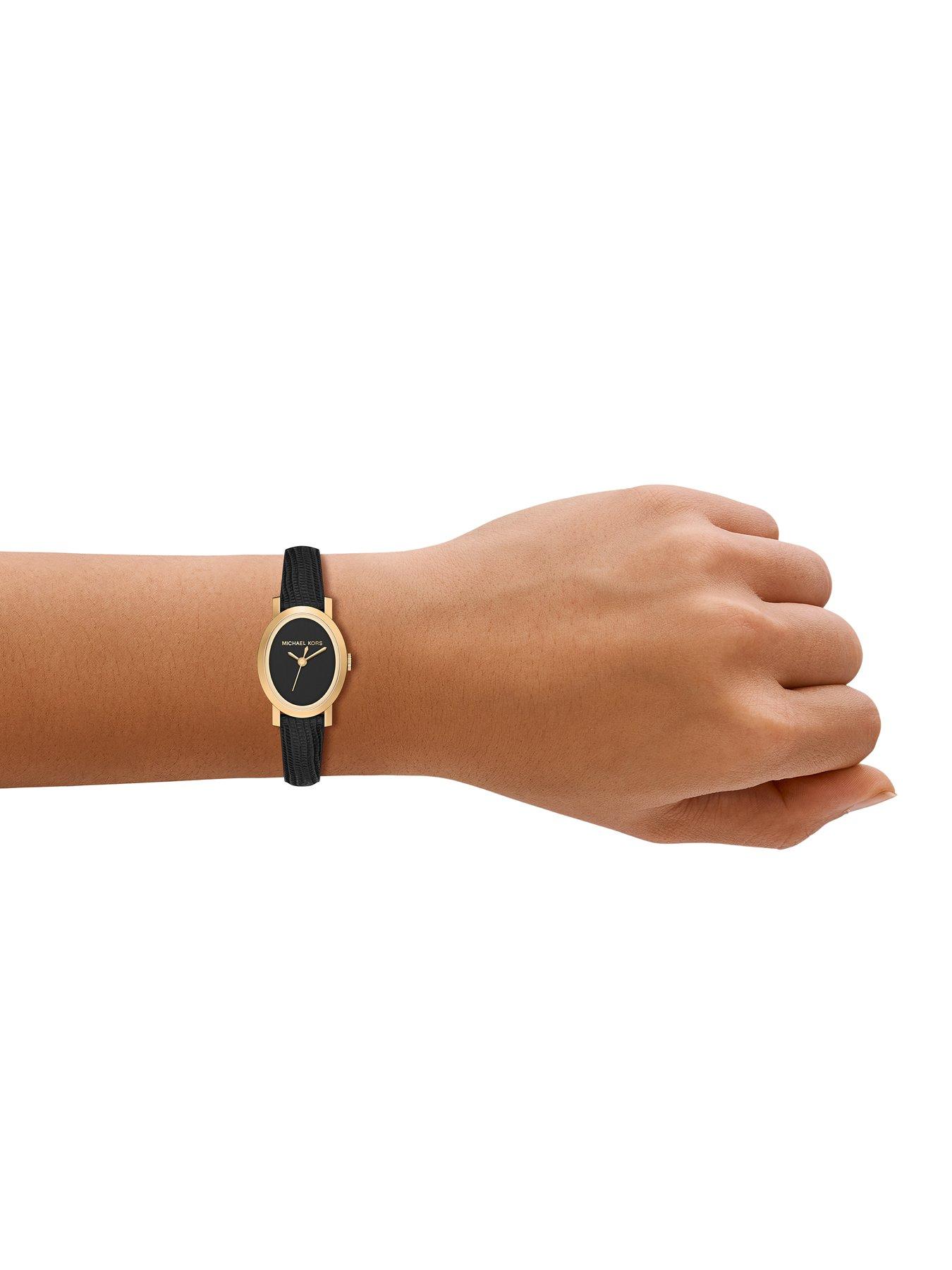 Image 3 of 7 of Michael Kors Women's Maude Three-Hand Black Leather Watch, MK7585