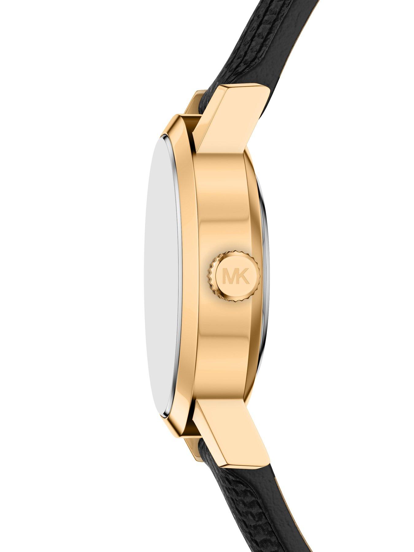 Image 4 of 7 of Michael Kors Women's Maude Three-Hand Black Leather Watch, MK7585