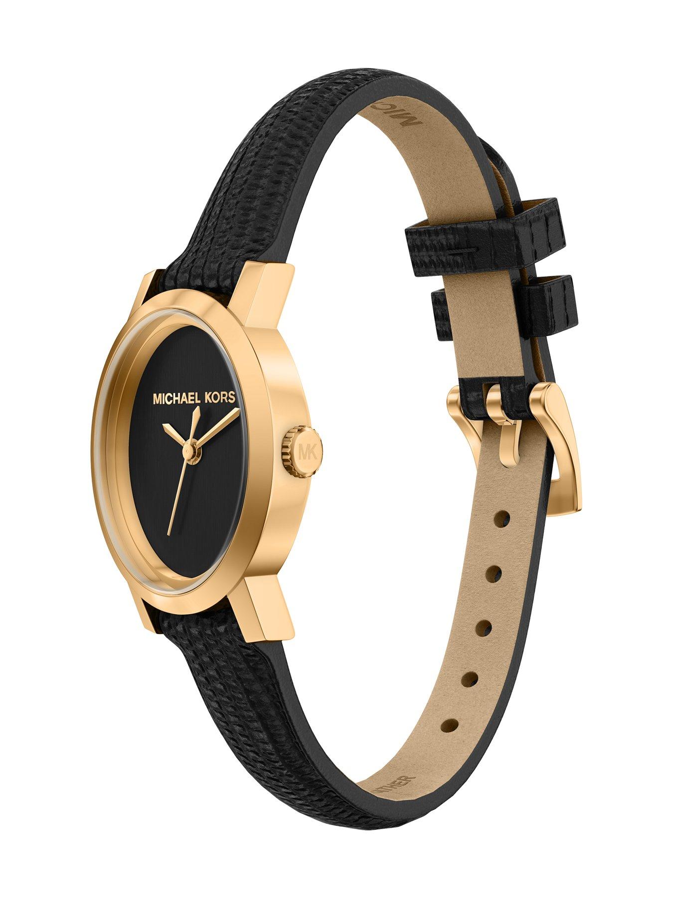 Image 5 of 7 of Michael Kors Women's Maude Three-Hand Black Leather Watch, MK7585