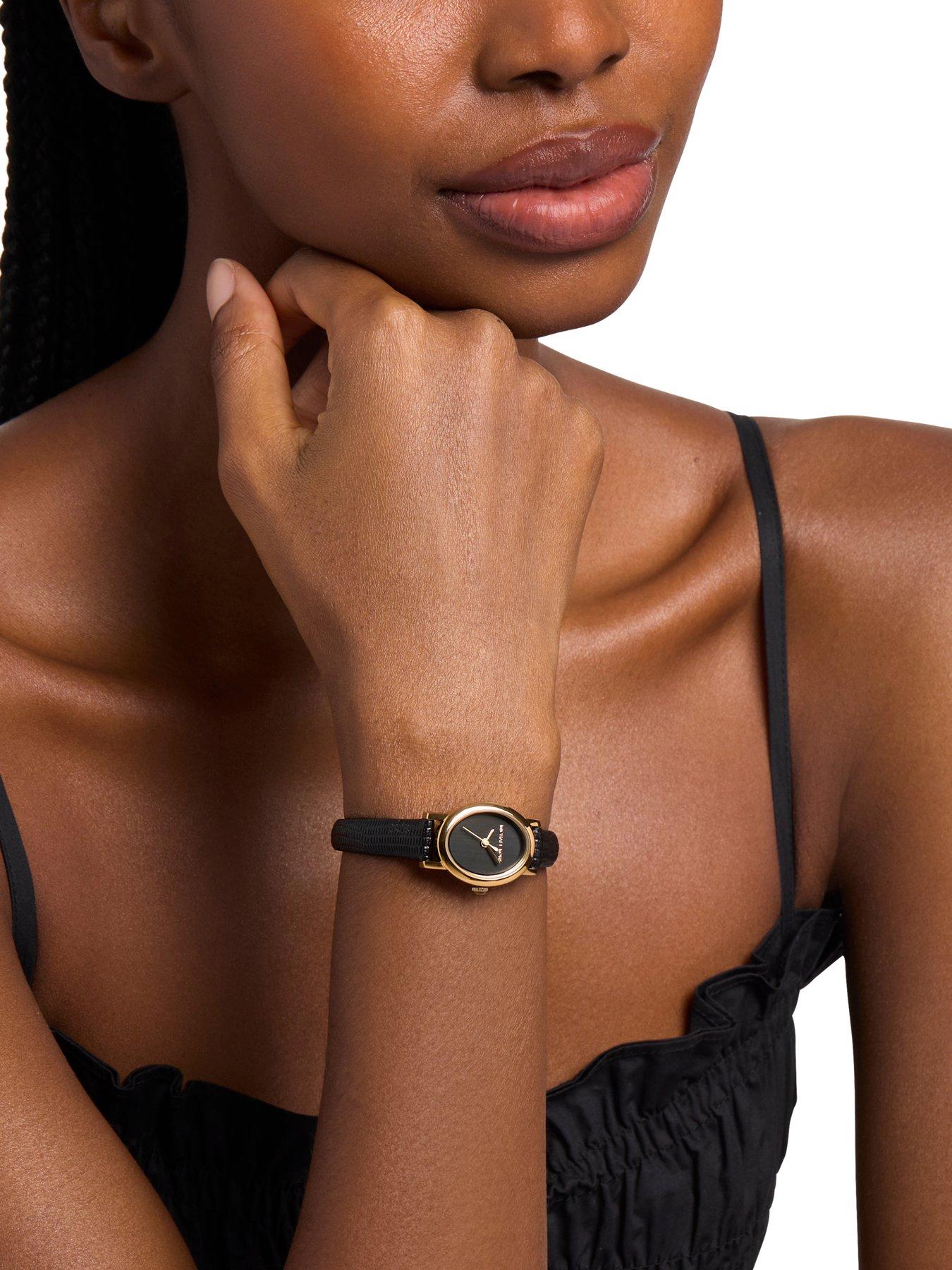 Image 7 of 7 of Michael Kors Women's Maude Three-Hand Black Leather Watch, MK7585