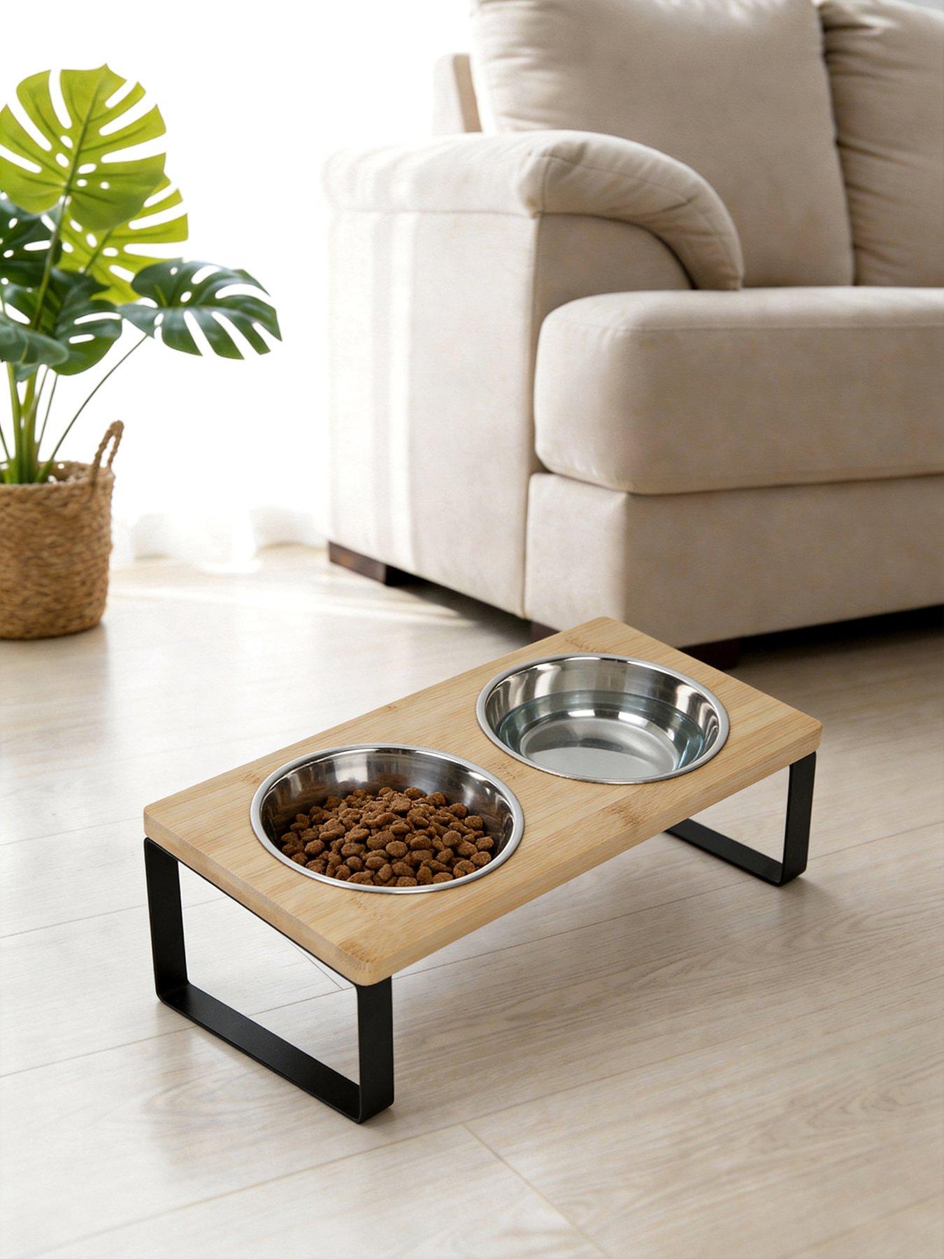 Living and Home Elevated Dual-Bowl Pet Feeder