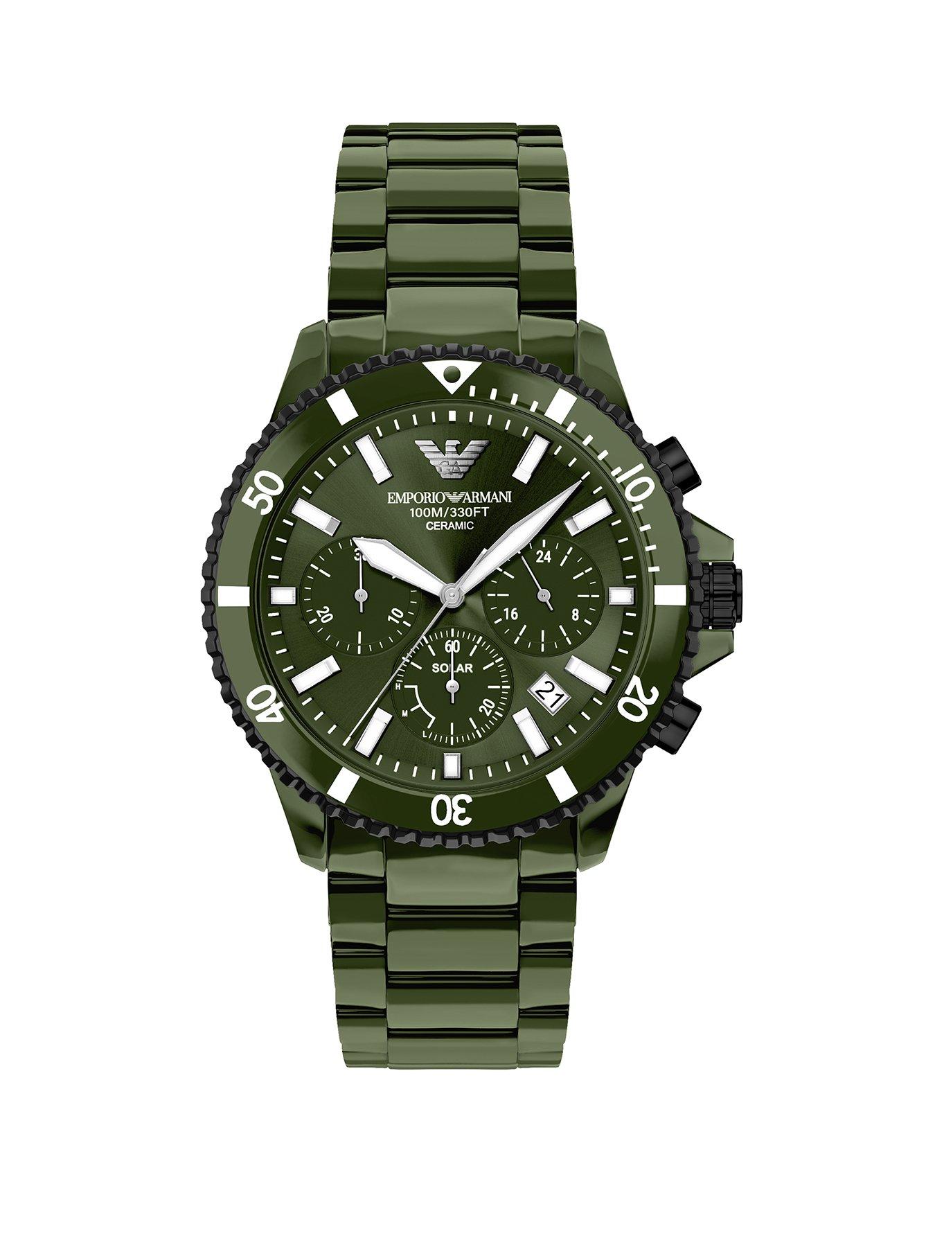 Emporio Armani World Explorer Men's Chronograph Green Ceramic Watch, AR70023