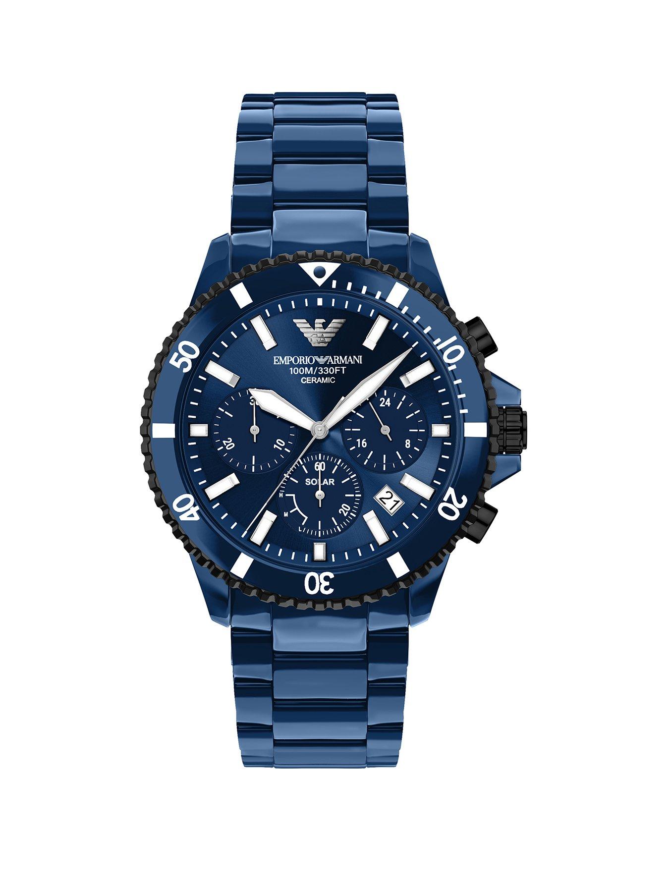 Image 1 of 7 of Emporio Armani World Explorer Men's Chronograph Blue Ceramic Watch, AR70024