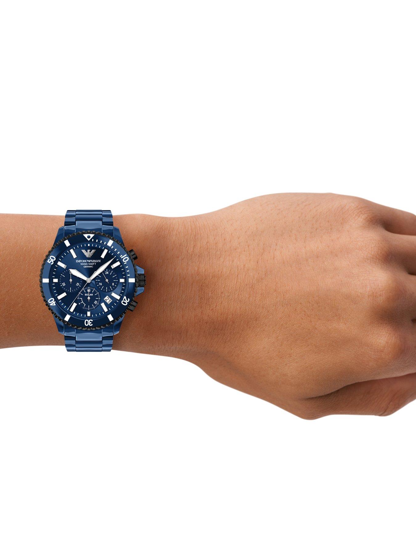 Image 3 of 7 of Emporio Armani World Explorer Men's Chronograph Blue Ceramic Watch, AR70024