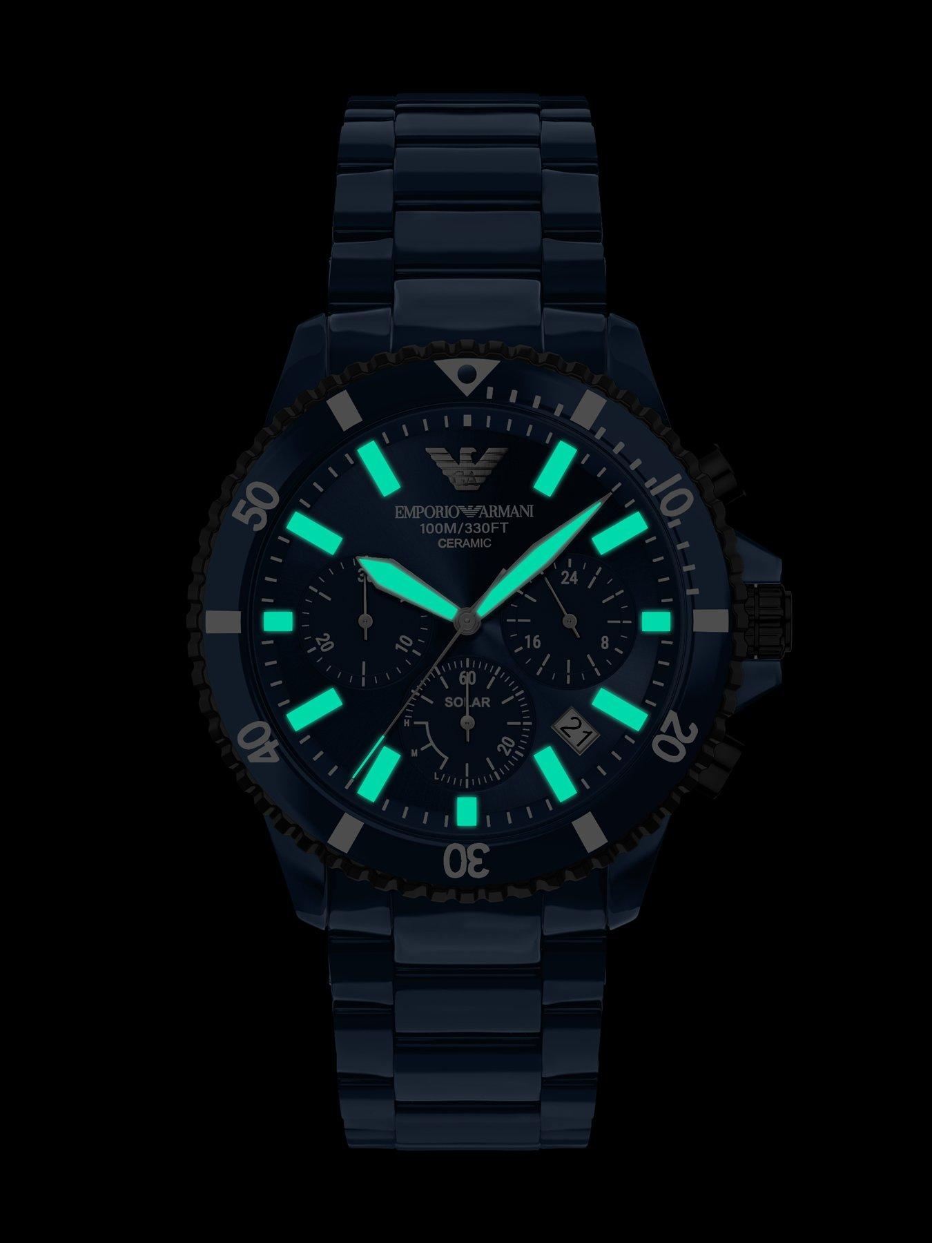 Image 4 of 7 of Emporio Armani World Explorer Men's Chronograph Blue Ceramic Watch, AR70024