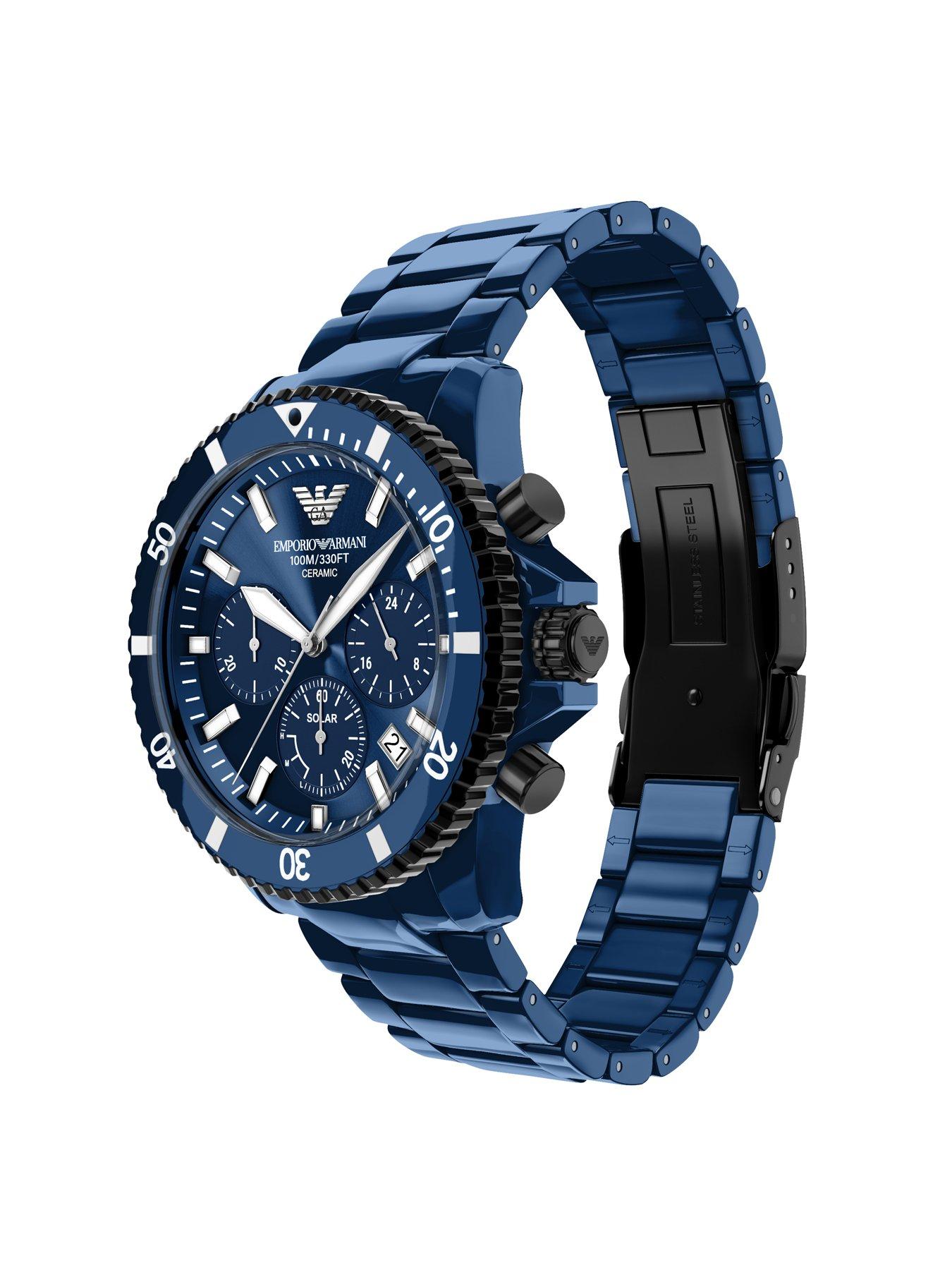 Image 6 of 7 of Emporio Armani World Explorer Men's Chronograph Blue Ceramic Watch, AR70024