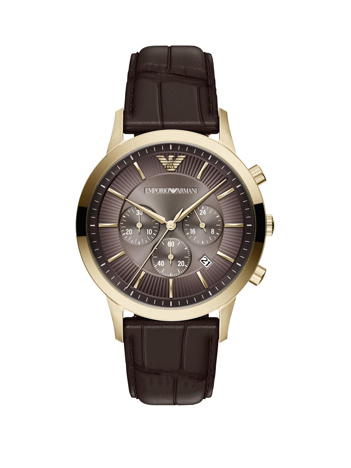 Emporio Armani Men's Archetipo Chronograph Brown Leather Watch, AR11822