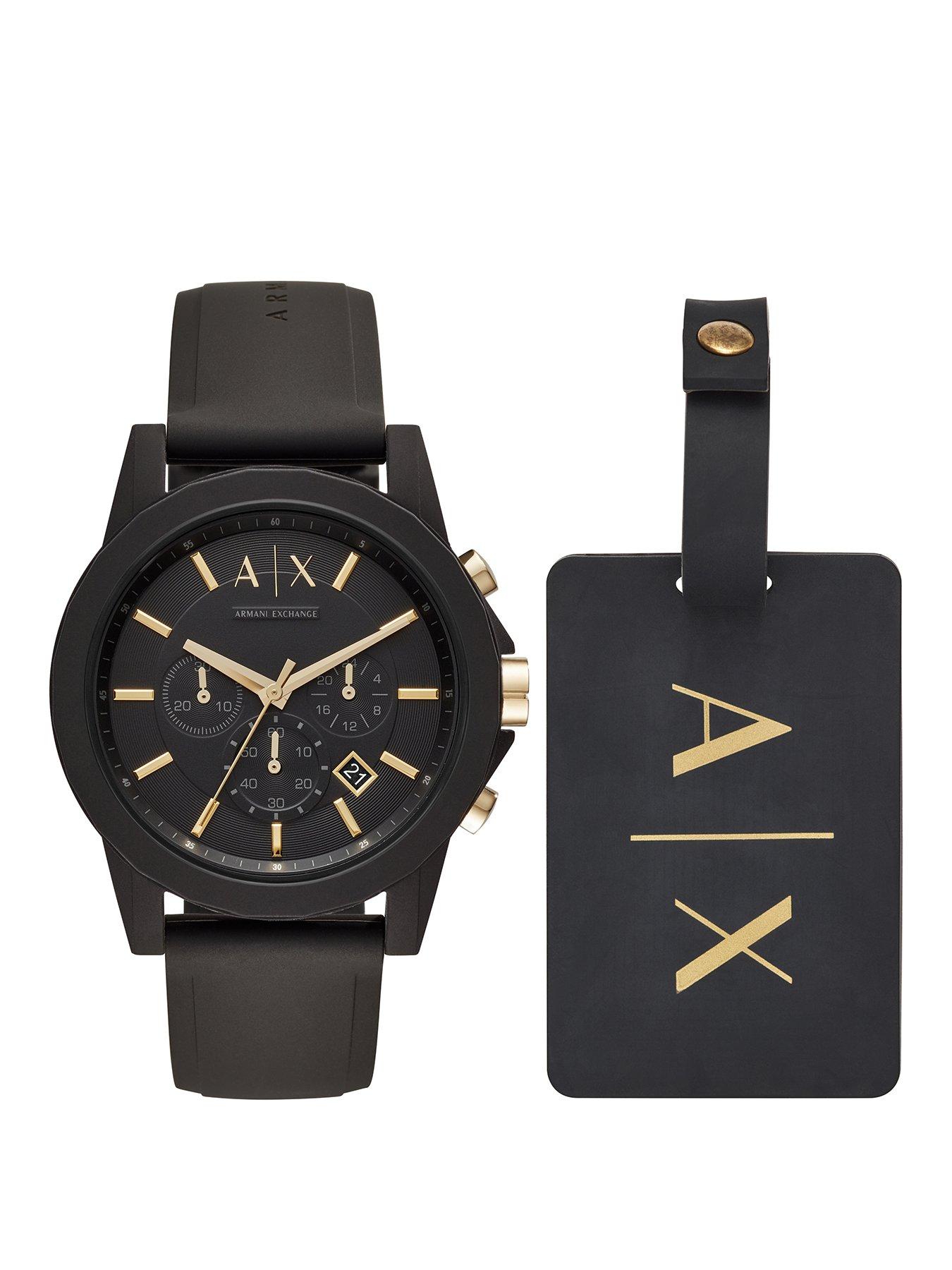 Image 1 of 6 of Armani Exchange Men's Chronograph, Black Silicone Watch, AX7105