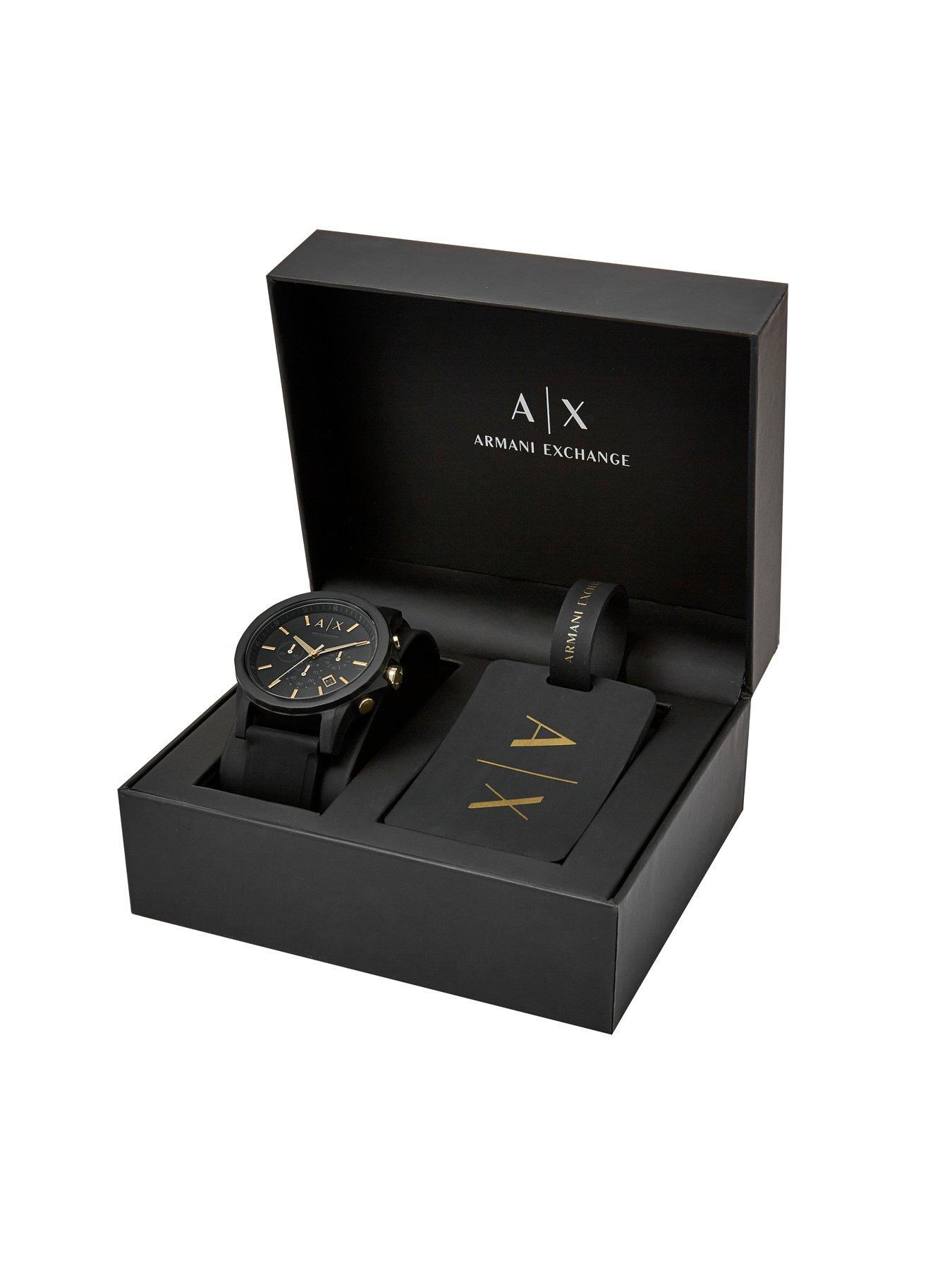 Image 2 of 6 of Armani Exchange Men's Chronograph, Black Silicone Watch, AX7105