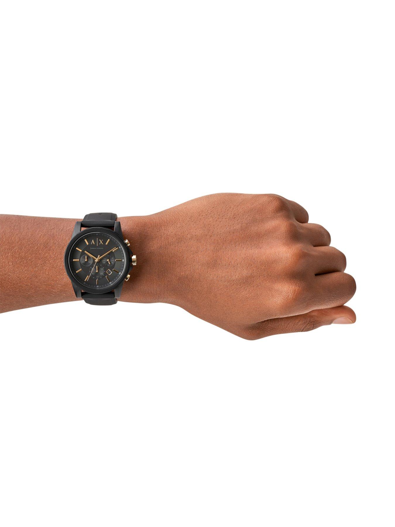 Image 3 of 6 of Armani Exchange Men's Chronograph, Black Silicone Watch, AX7105