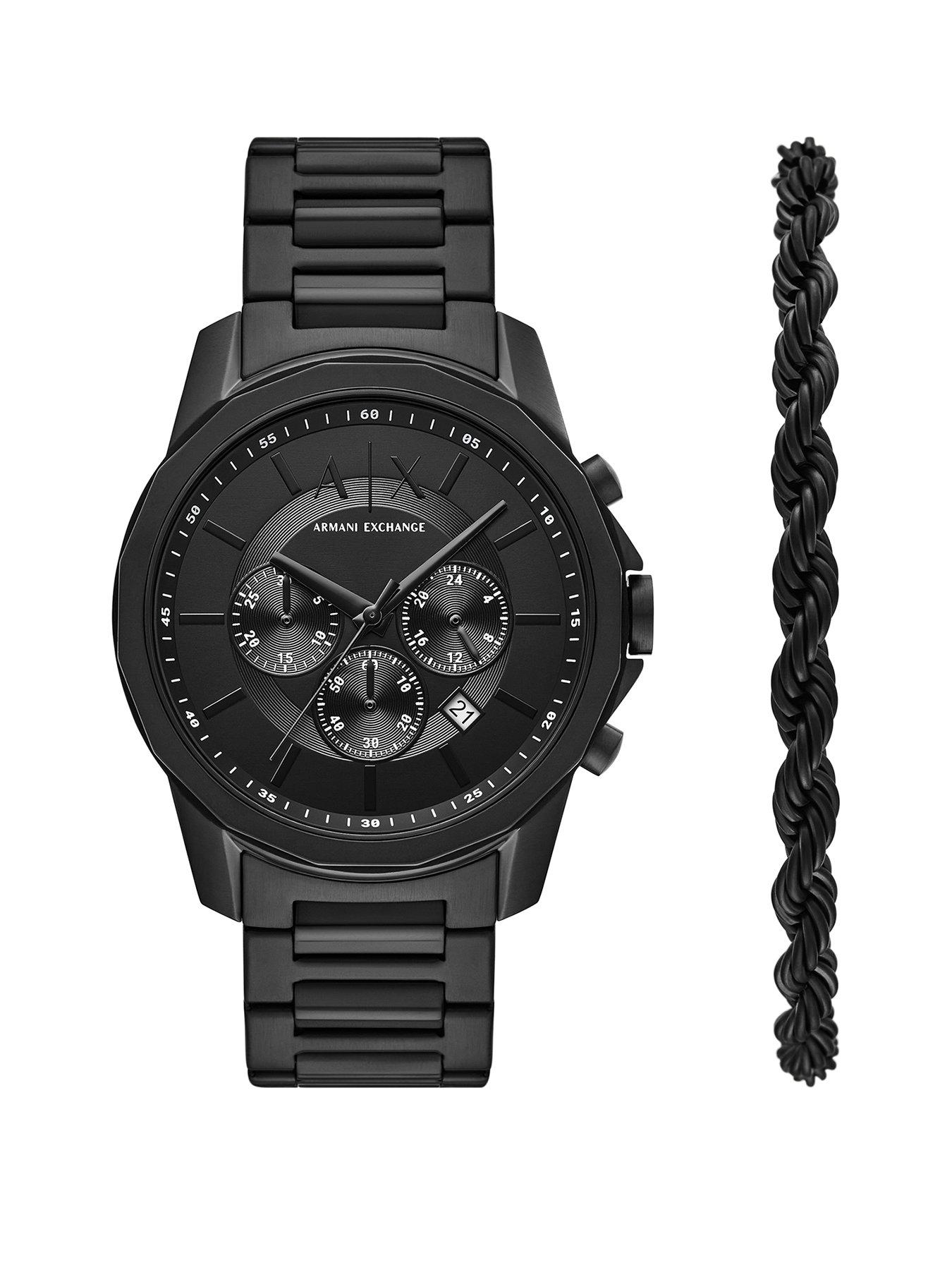 Armani Exchange Armani Exchange Men's Chronograph, Black Stainless Steel Watch and Bracelet Set, AX7163SET
