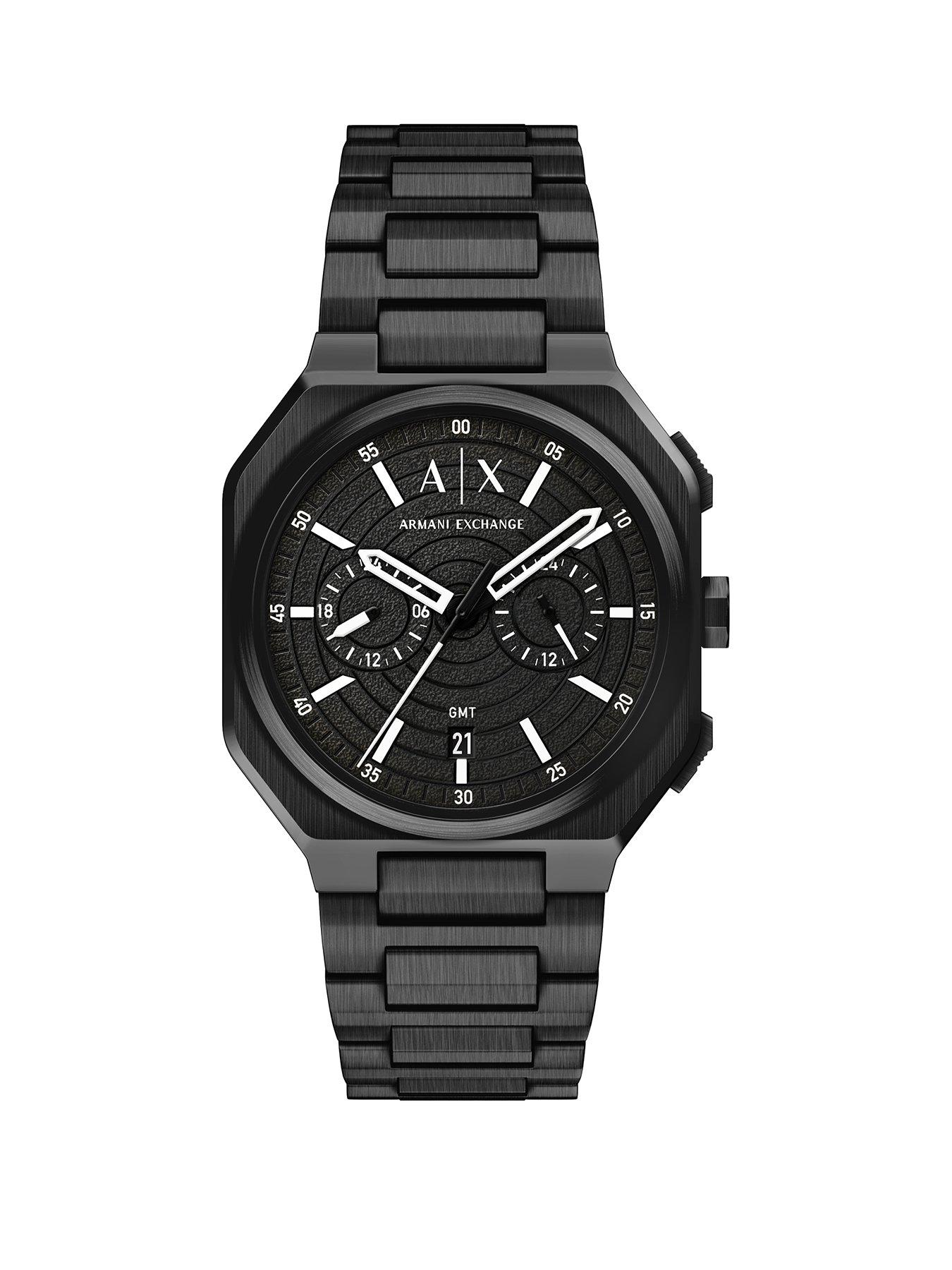 Armani Exchange Armani Exchange Men's Bass Dual-Time Black Stainless Steel Watch, AX1478