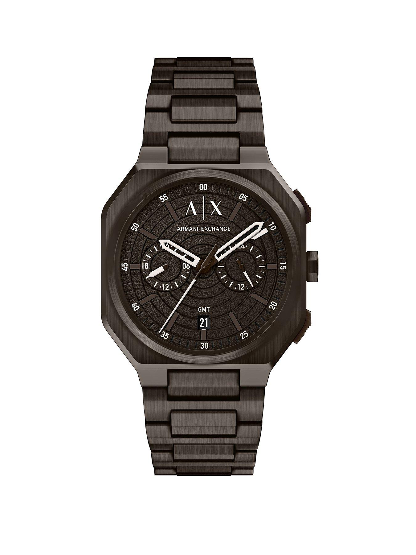 Armani Exchange Armani Exchange Men's Bass Dual-Time Brown Stainless Steel Watch, AX1479