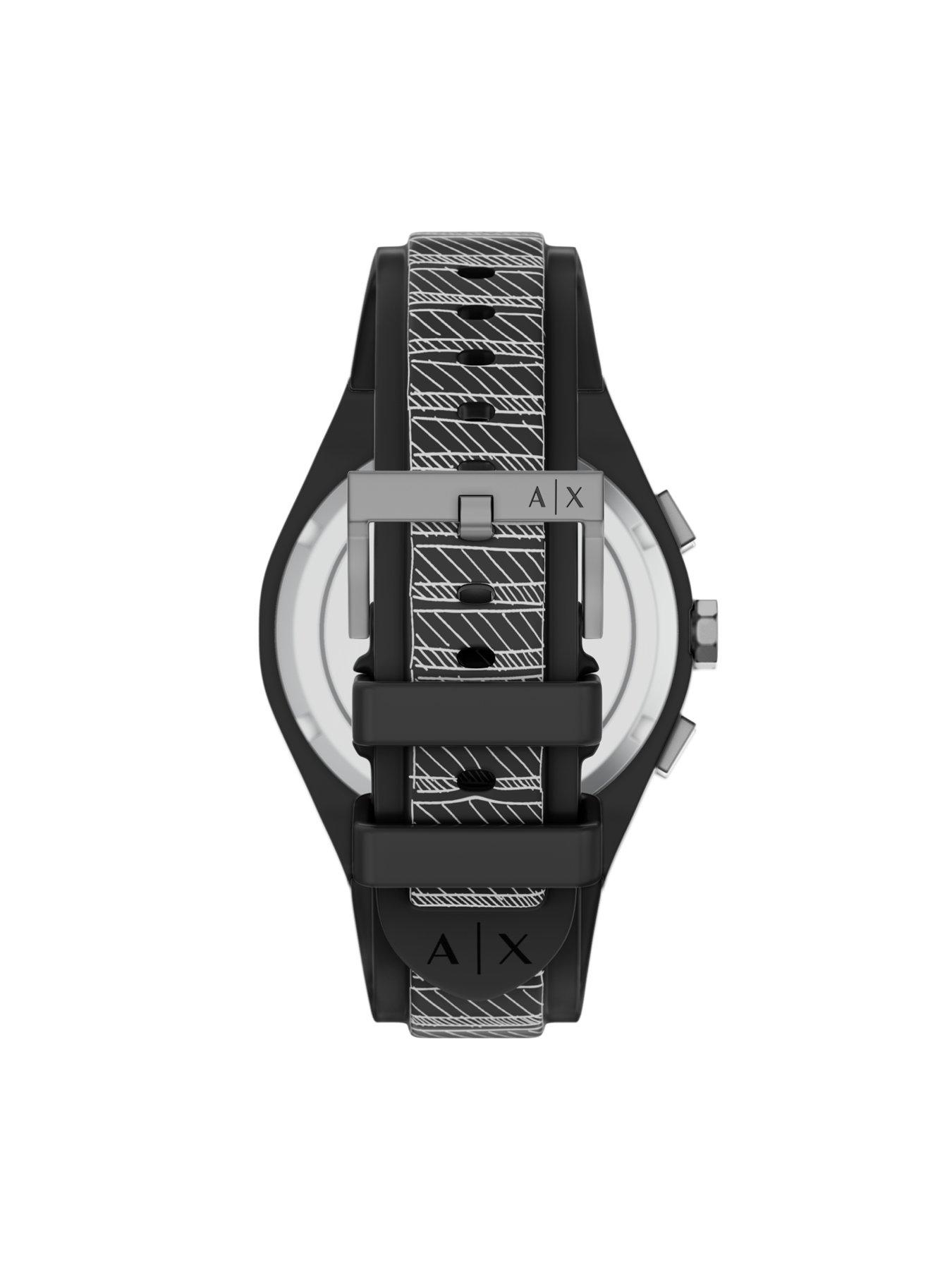 Image 2 of 7 of Armani Exchange Men's Sync Chronograph Black Silicone Watch, AX4174