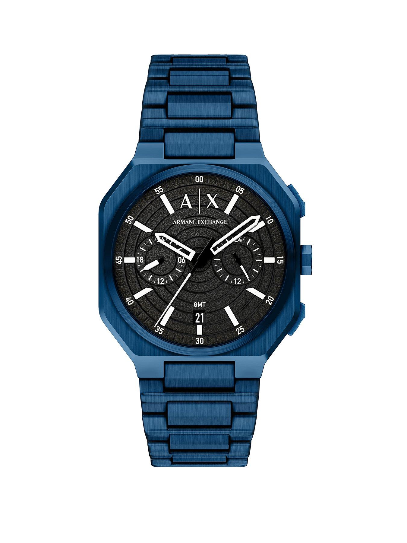 Armani Exchange Armani Exchange Men's Bass Dual-Time Blue Stainless Steel Watch, AX1477