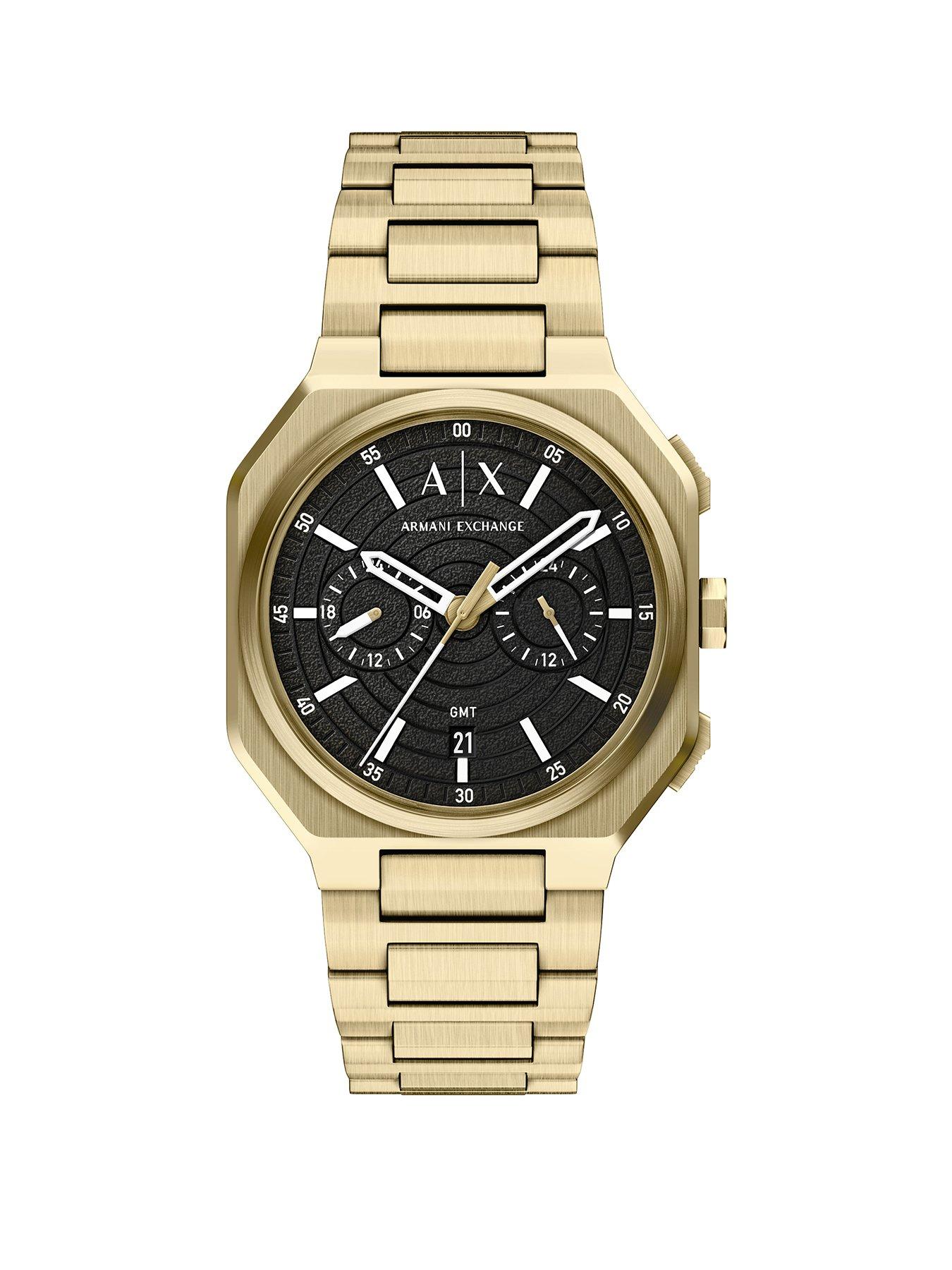 Armani Exchange Armani Exchange Men's Bass Dual-Time Gold-Tone Stainless Steel Watch, AX1476