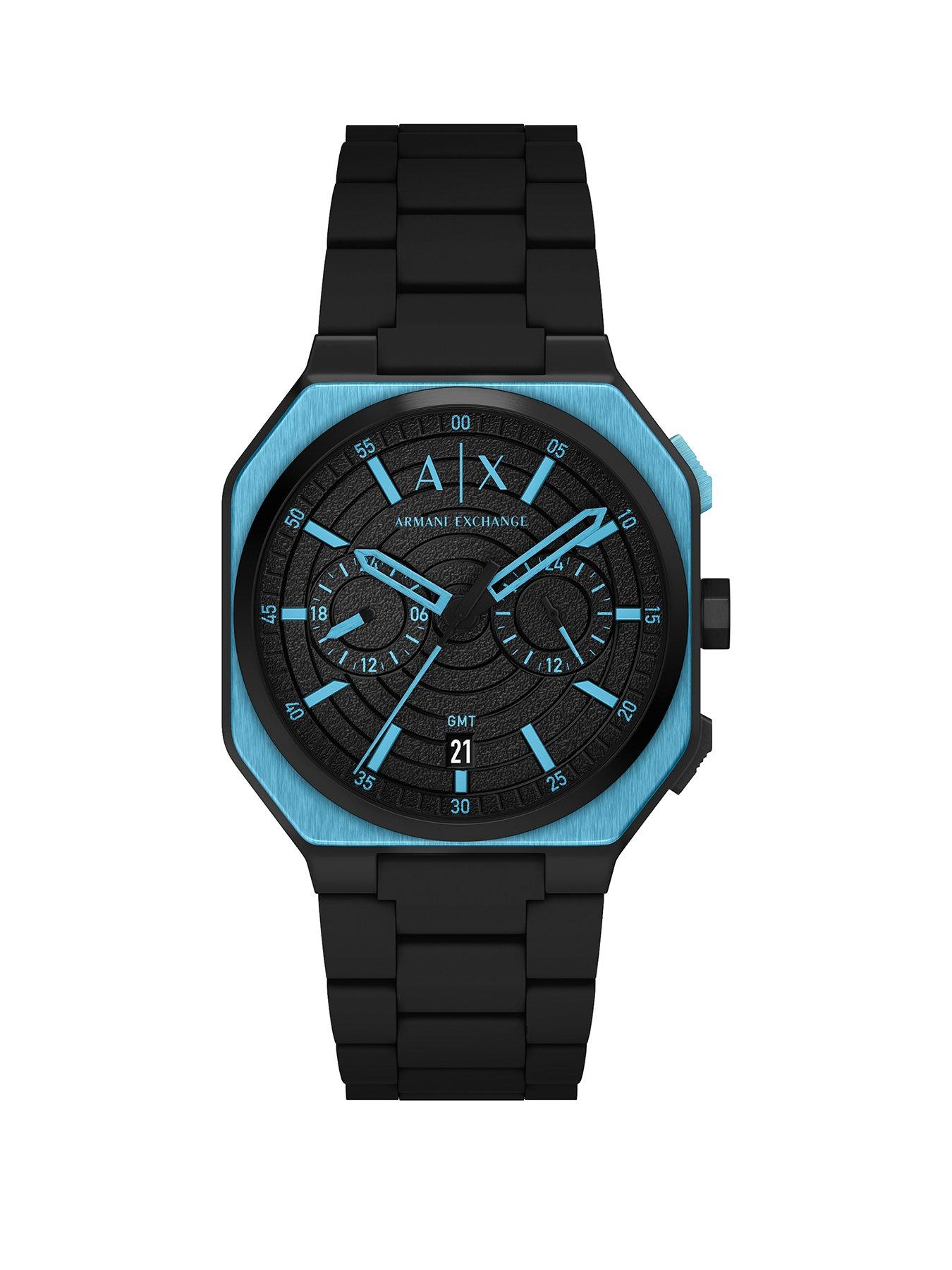 Armani Exchange Armani Exchange Men's Bass Dual-Time Black Silicone, Stainless Steel Watch, AX1480