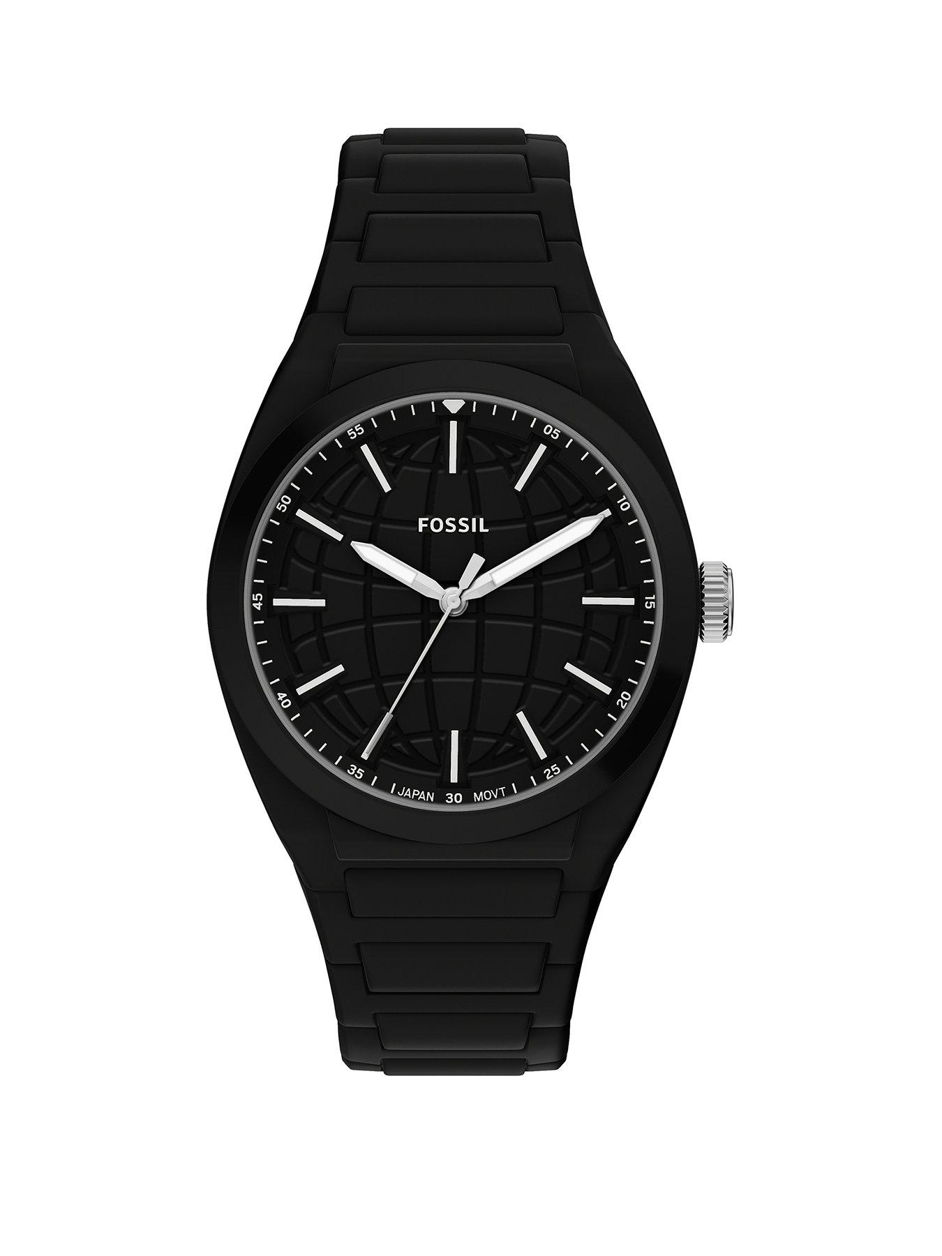 Image 1 of 7 of Fossil Men's Everett Three-Hand Black Silicone Watch, FS6175