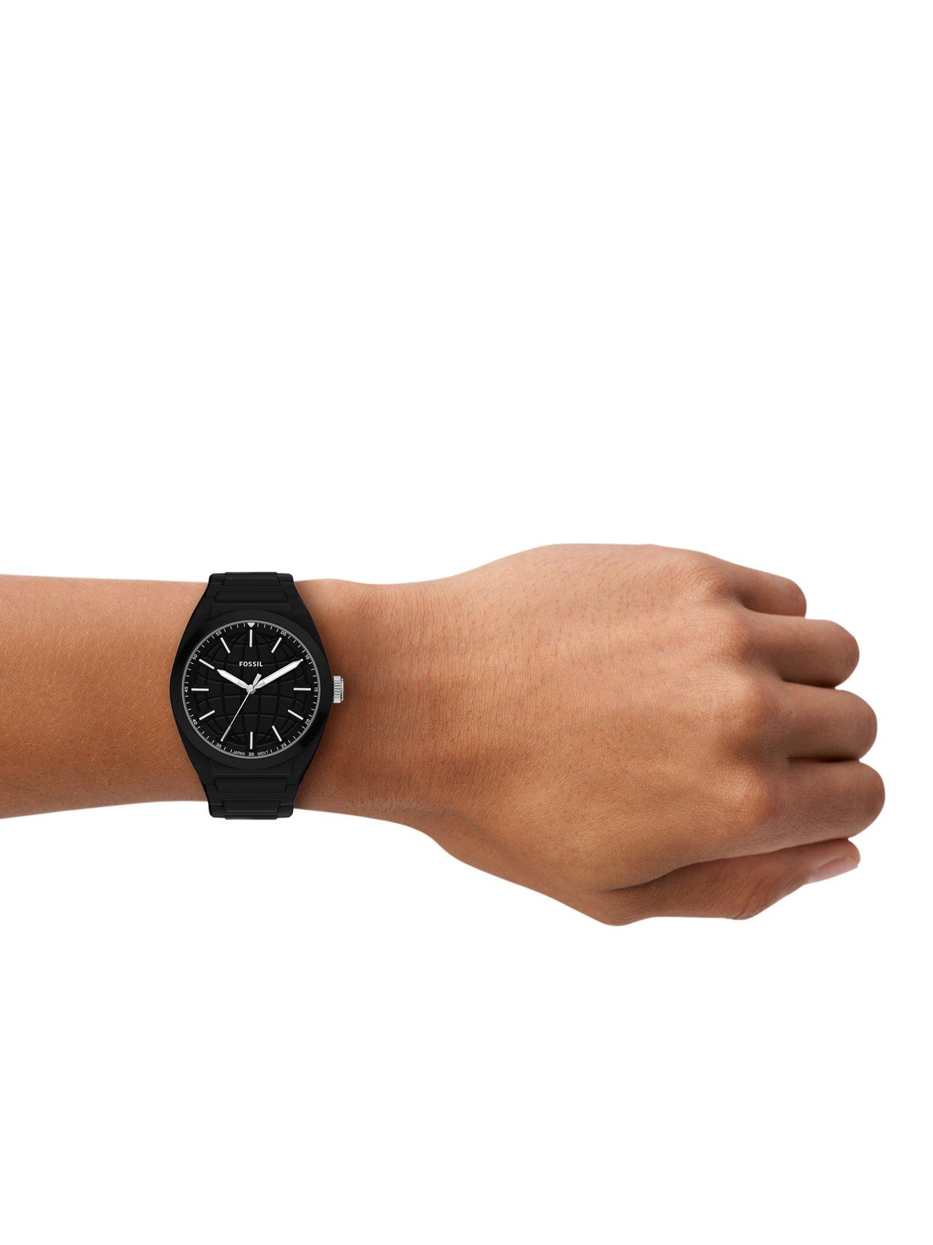 Image 3 of 7 of Fossil Men's Everett Three-Hand Black Silicone Watch, FS6175
