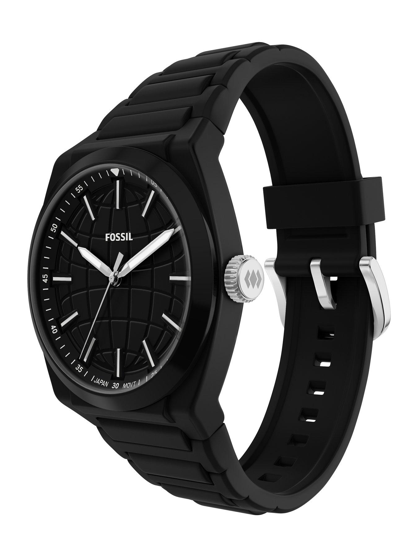 Image 5 of 7 of Fossil Men's Everett Three-Hand Black Silicone Watch, FS6175