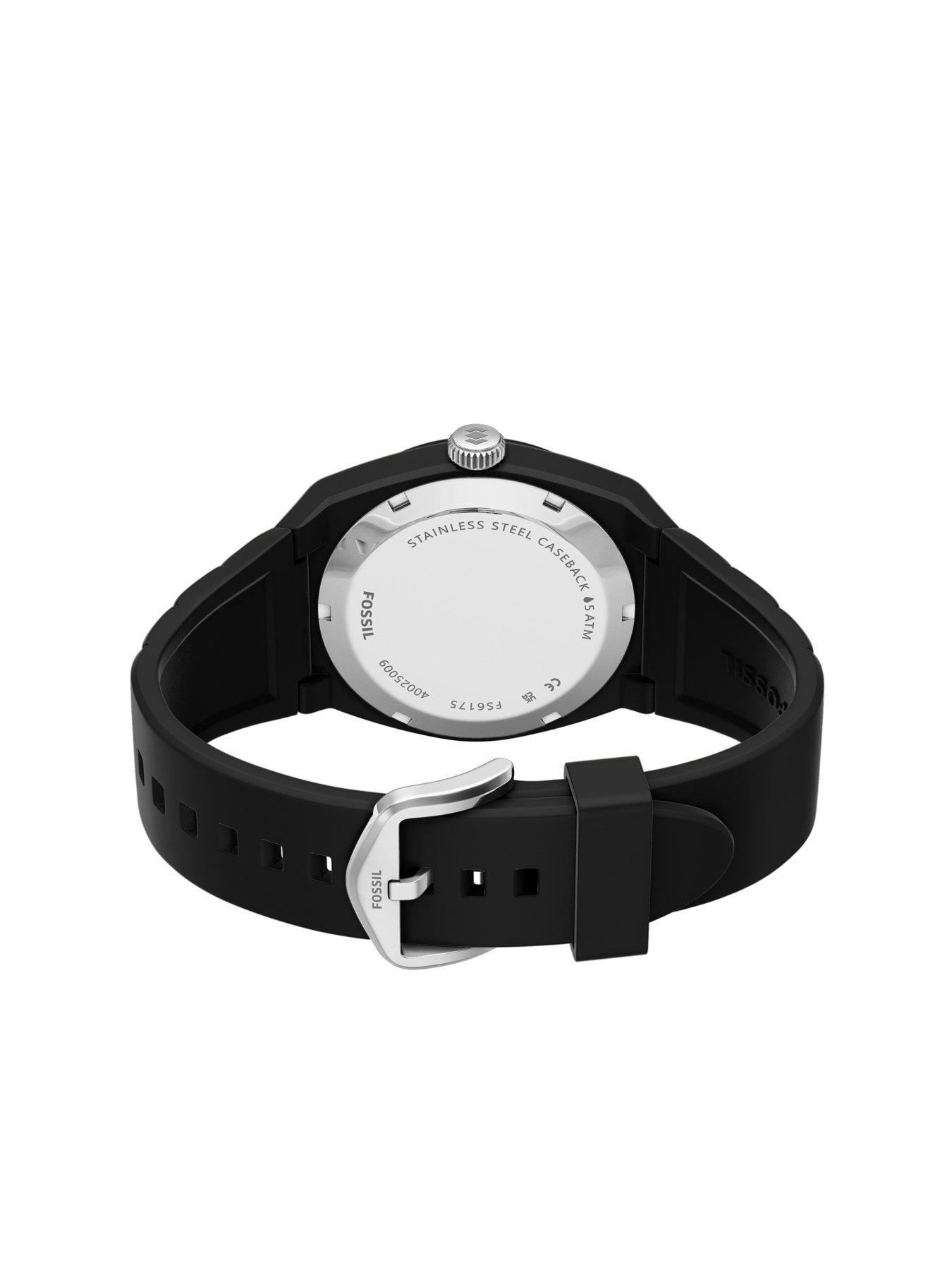 Image 6 of 7 of Fossil Men's Everett Three-Hand Black Silicone Watch, FS6175