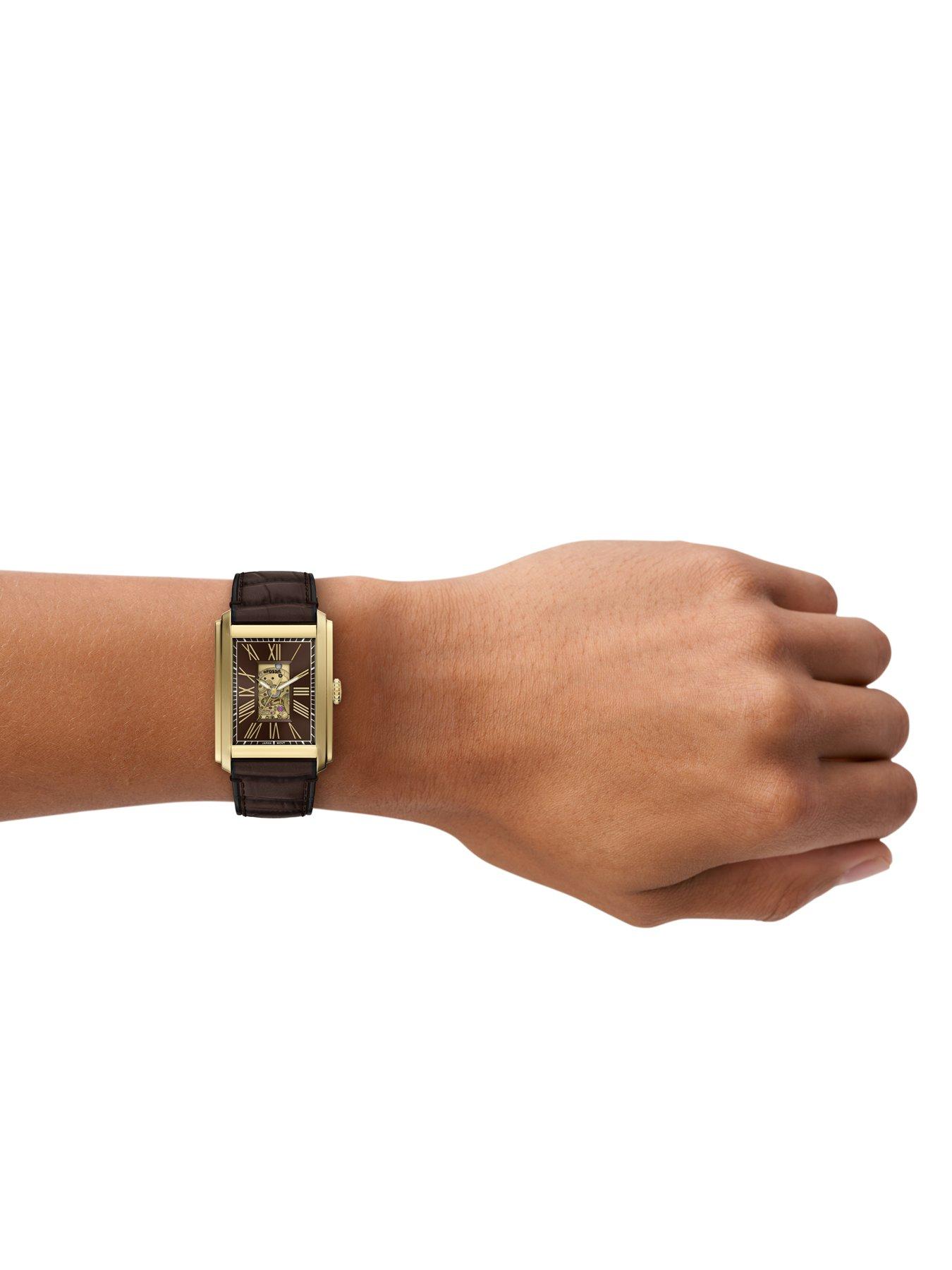 Image 3 of 7 of Fossil Men's Carraway Automatic Brown Croco Leather Watch, ME3281