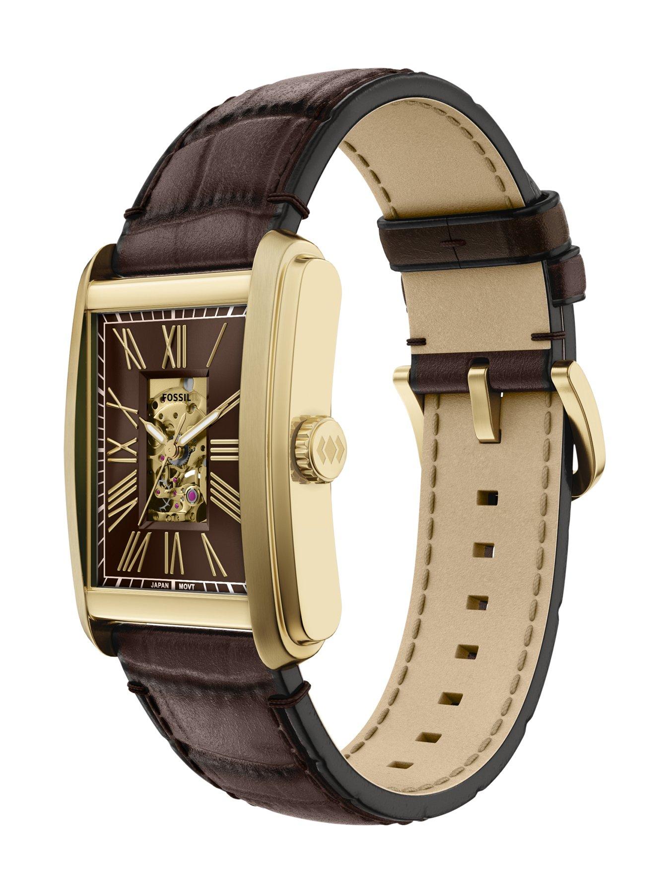 Image 6 of 7 of Fossil Men's Carraway Automatic Brown Croco Leather Watch, ME3281