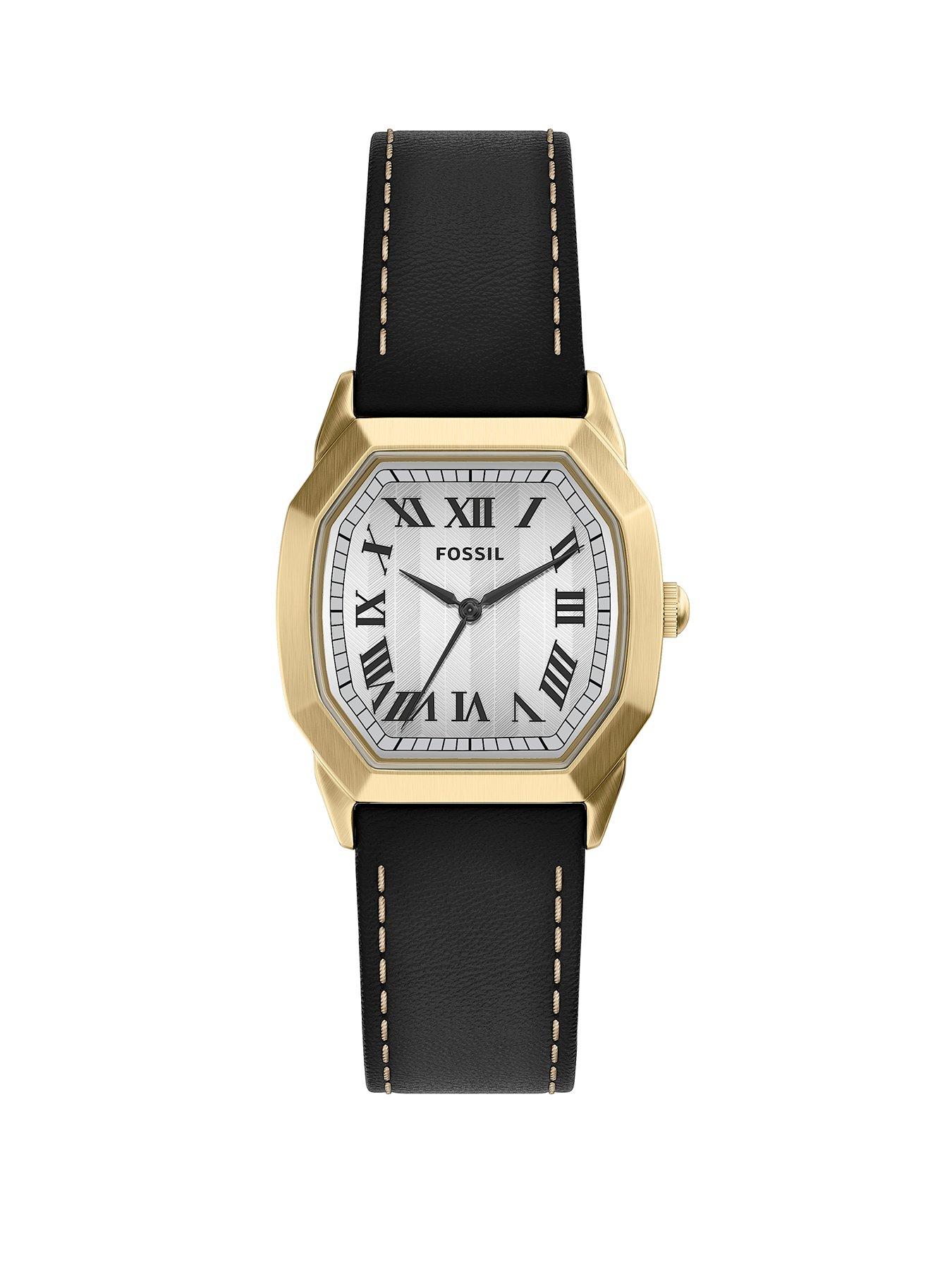 Fossil Fossil Men's Harlow Three-Hand Black Leather Watch, FS6215
