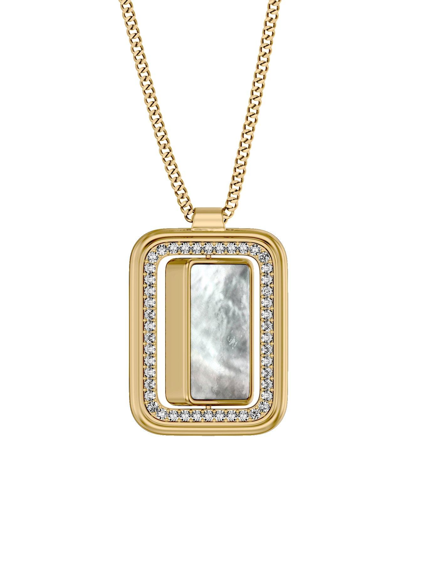 Image 5 of 7 of Fossil Raquel Mother-of-Pearl Spinning Pendant Necklace
