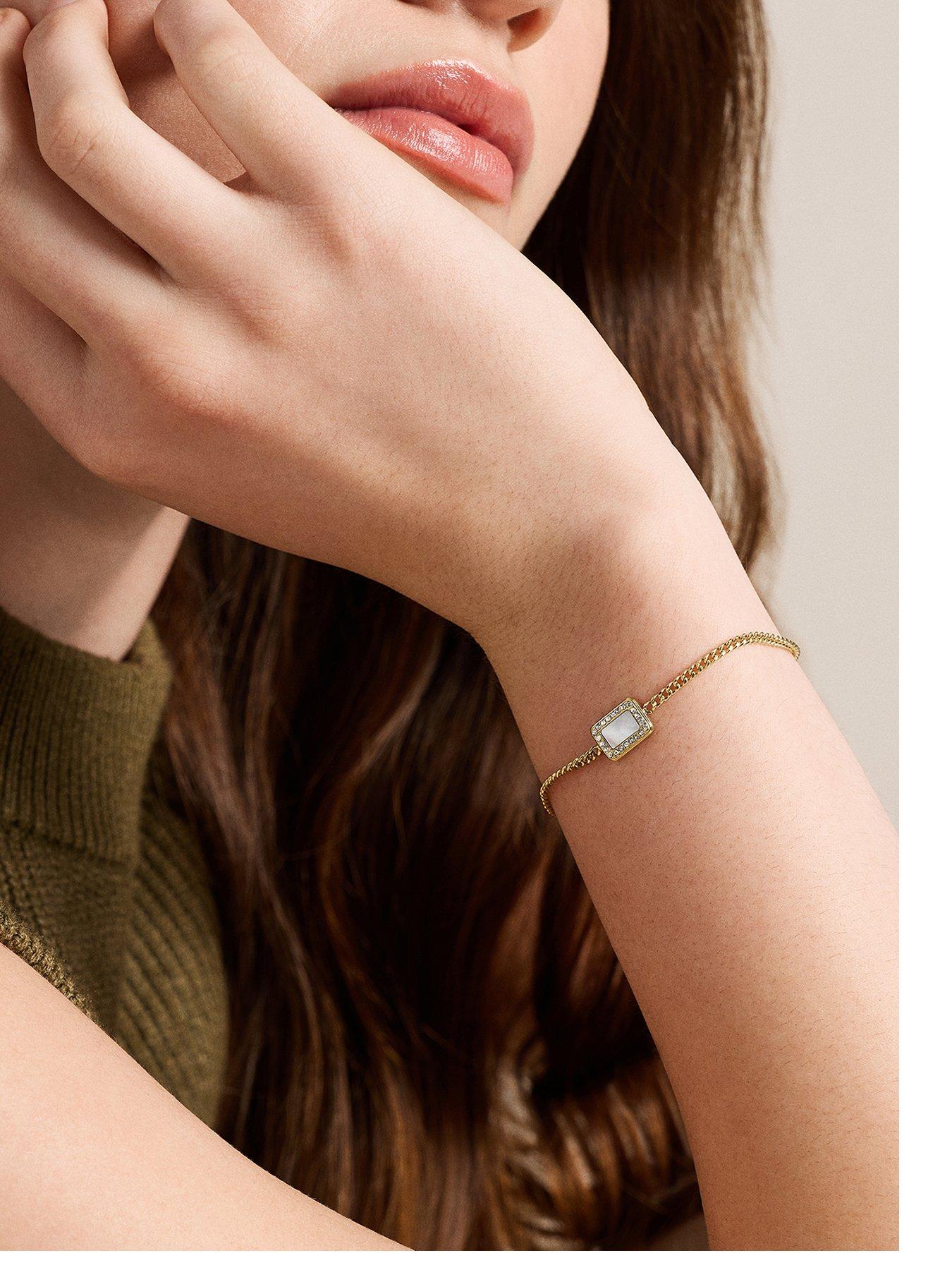 Fossil Fossil Women's Raquel Glitz White Mother-of-Pearl Station Bracelet, JF04998710