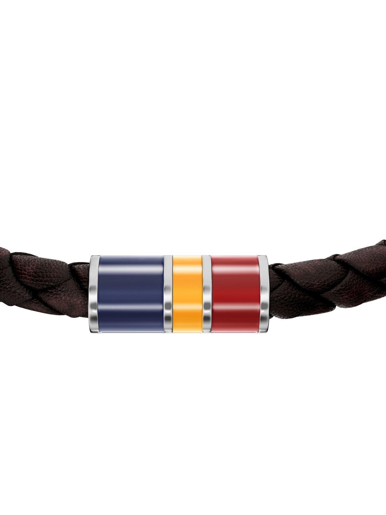 Image 2 of 5 of Fossil Everett Enamel Brown Leather Station Bracelet