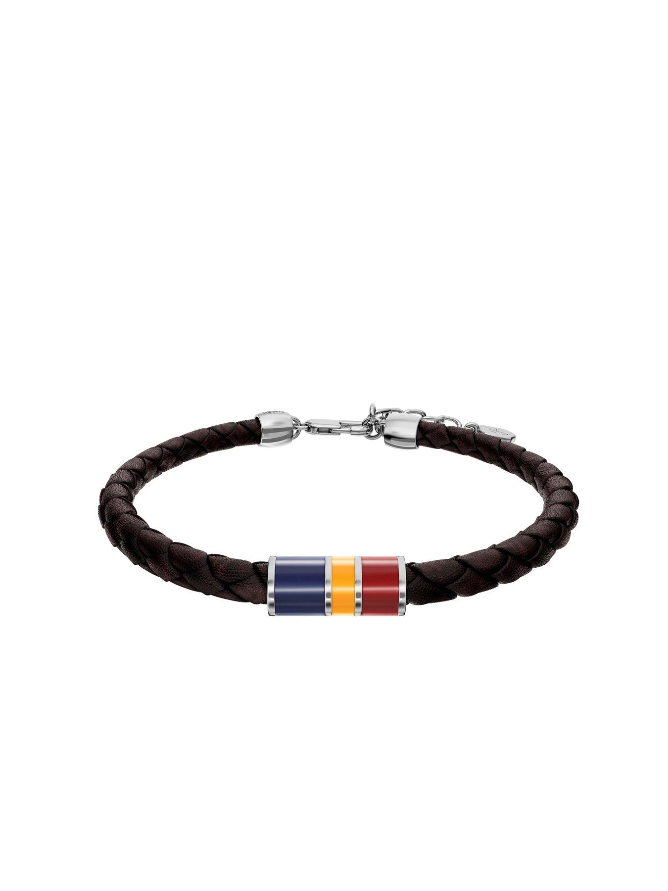 Image 3 of 5 of Fossil Everett Enamel Brown Leather Station Bracelet