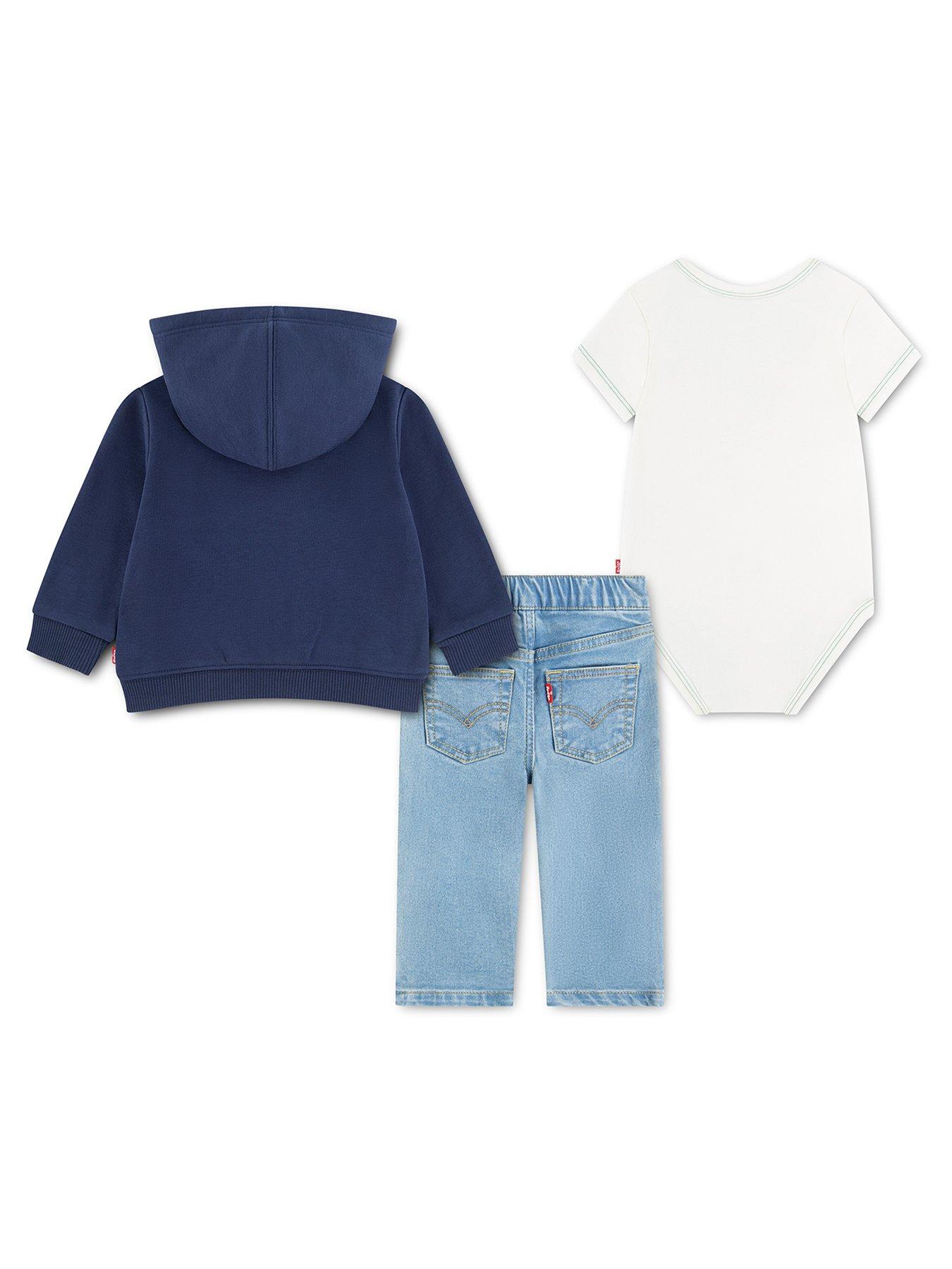Image 2 of 6 of Levi's Boys Full Zip Printed 3 Piece Hoodie Set - Blue