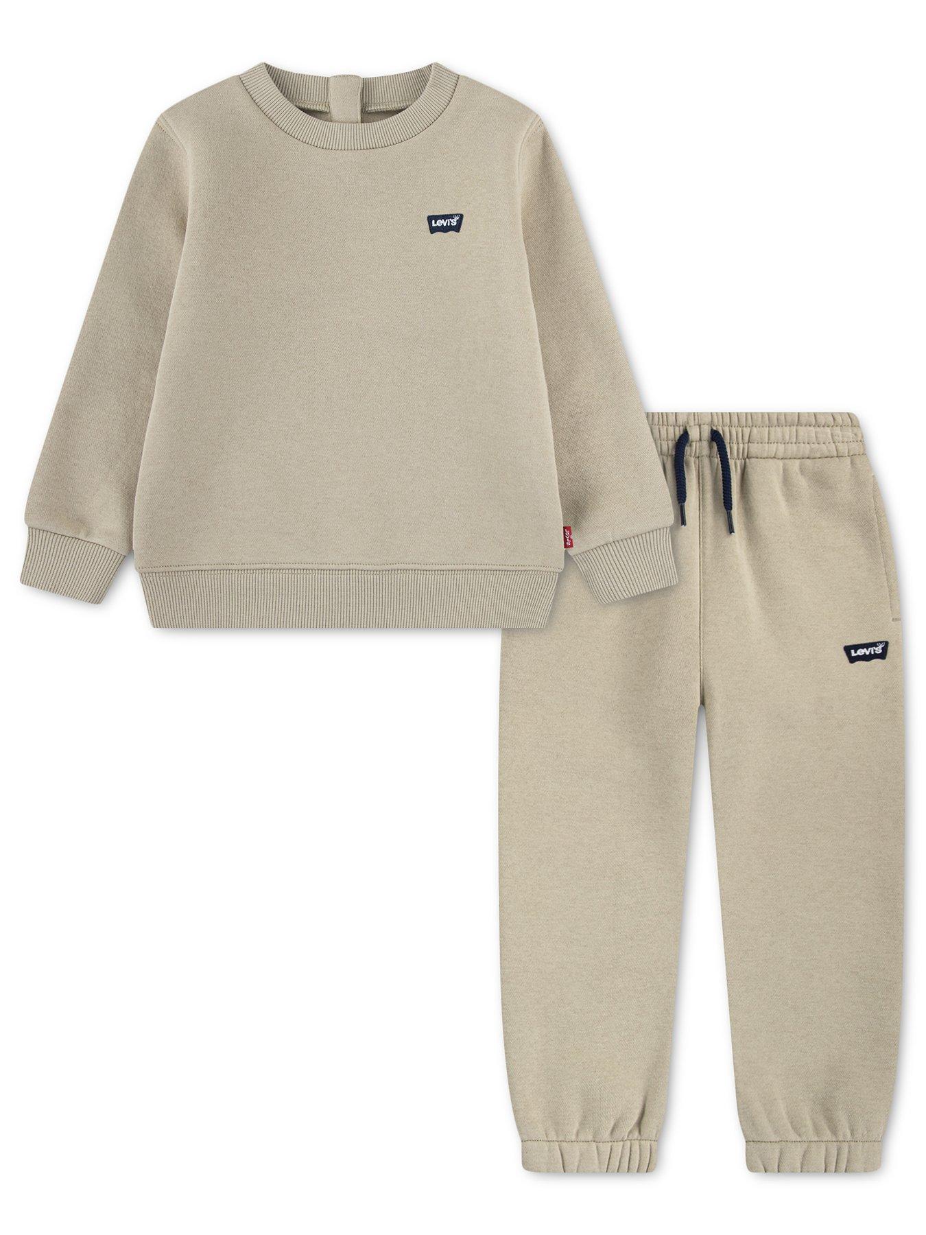 Levi's Kids' Marl Crew Neck Sweatshirt  &  Jogger Set - Beige