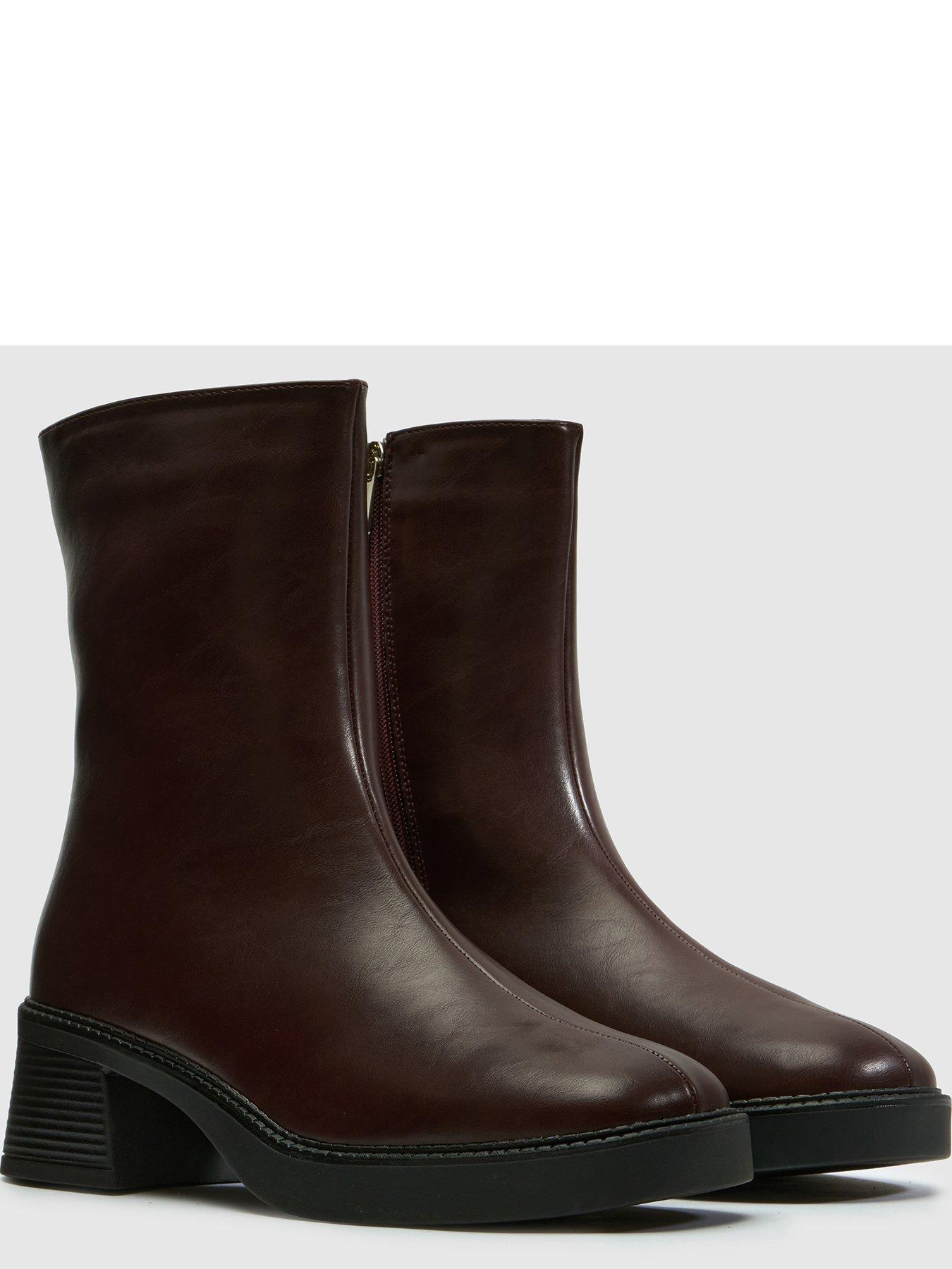 Image 4 of 4 of Schuh Womens Beauty Square Toe Chunky Block Heel Ankle Boots - Burgundy