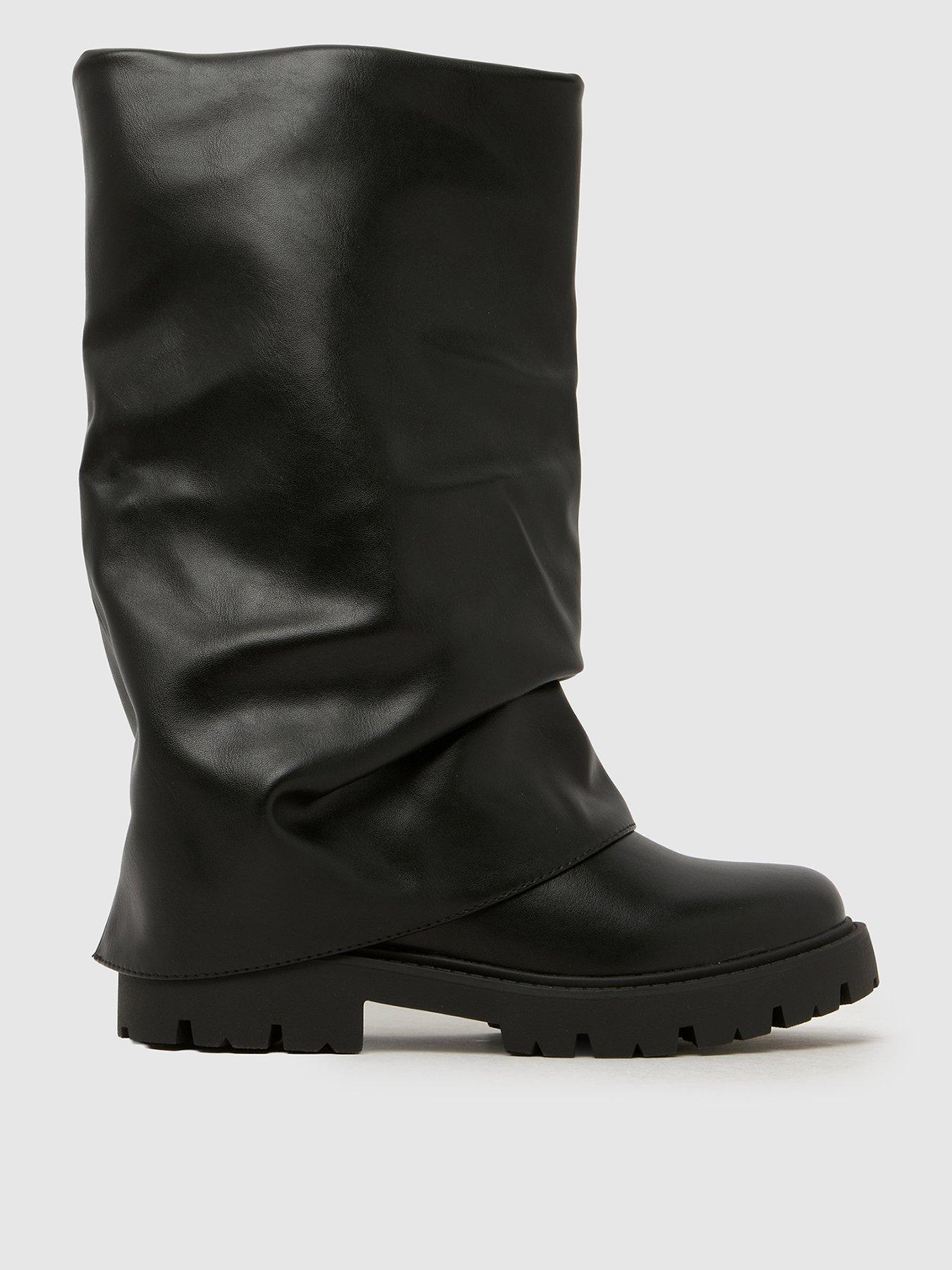 Schuh Dartford Ruched Chunky Skirt Boot - Black