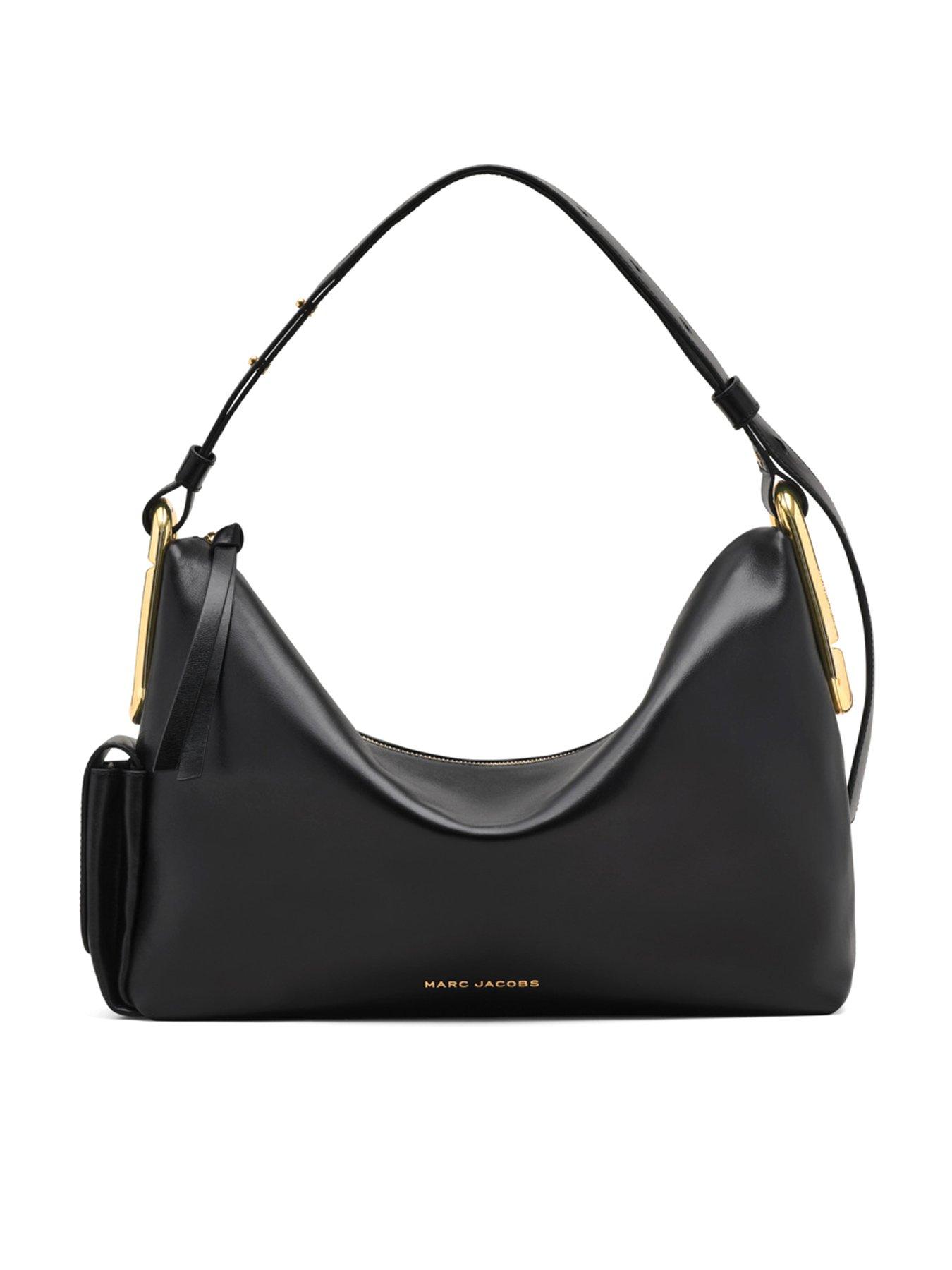 Image 1 of 5 of MARC JACOBS Womens Slouchy Zip-Top Gold Hardware Shoulder Bag - Black
