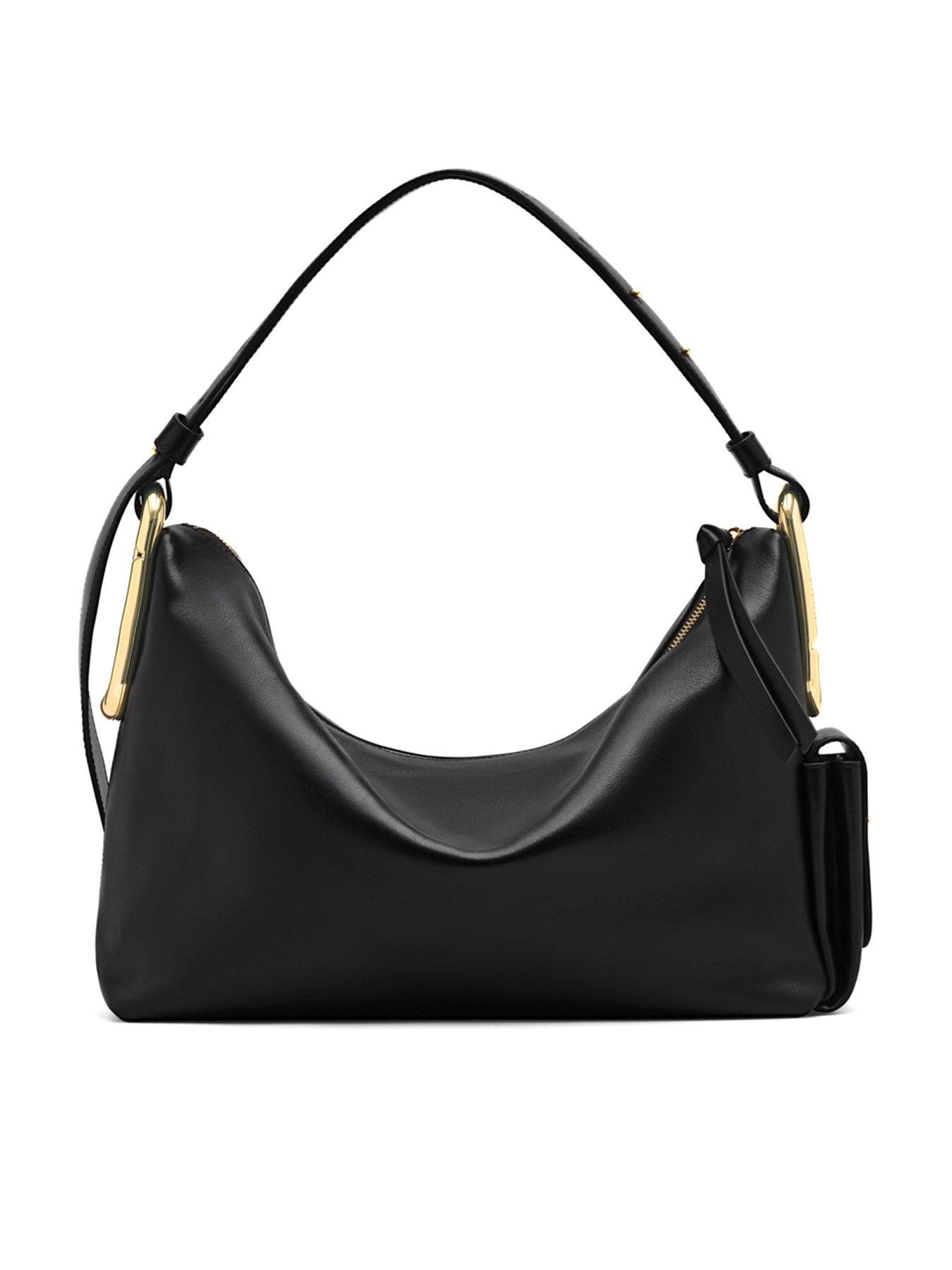 Image 3 of 5 of MARC JACOBS Womens Slouchy Zip-Top Gold Hardware Shoulder Bag - Black